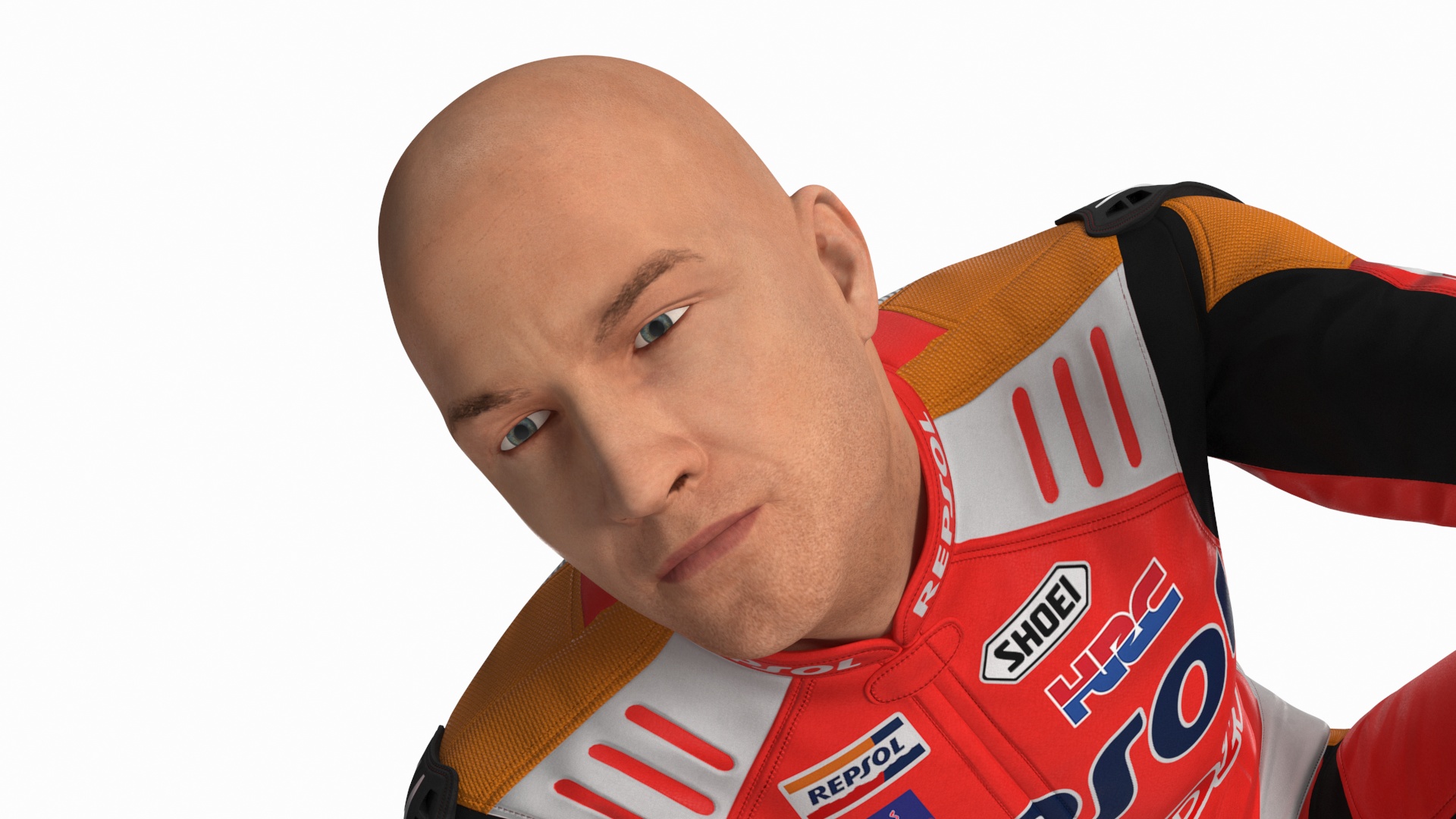 3D model Honda Motorcycle with Rider Turning
