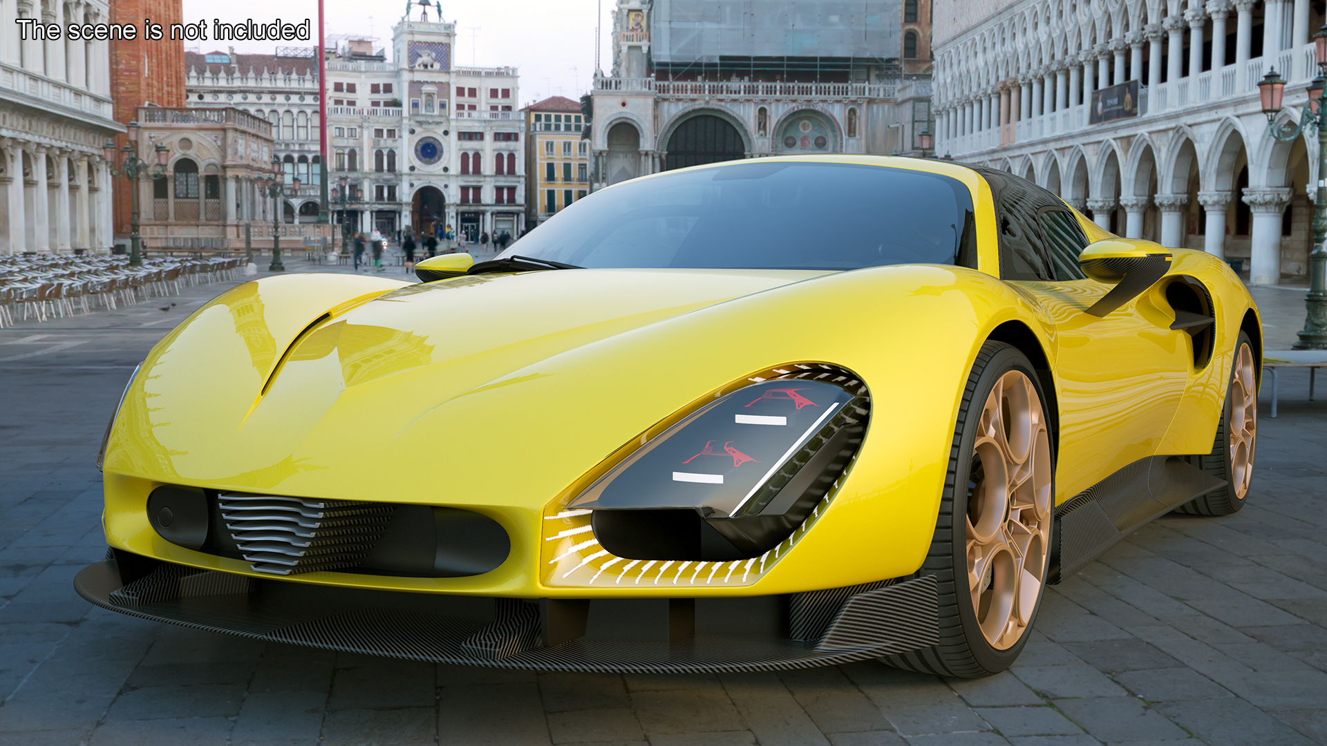 Exclusive Supercar Coupe Yellow Simple Interior 3D
