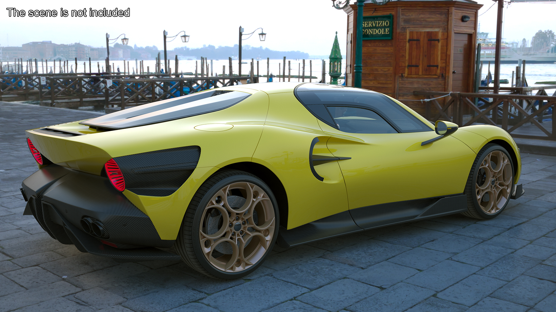 Exclusive Supercar Coupe Yellow Simple Interior 3D