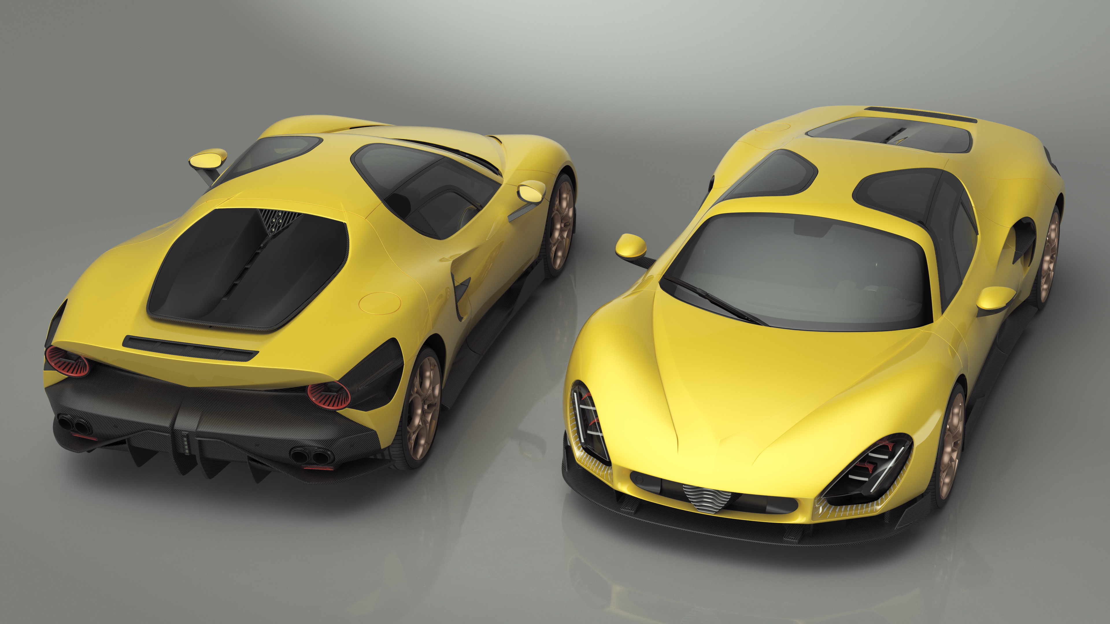 Exclusive Supercar Coupe Yellow Simple Interior 3D