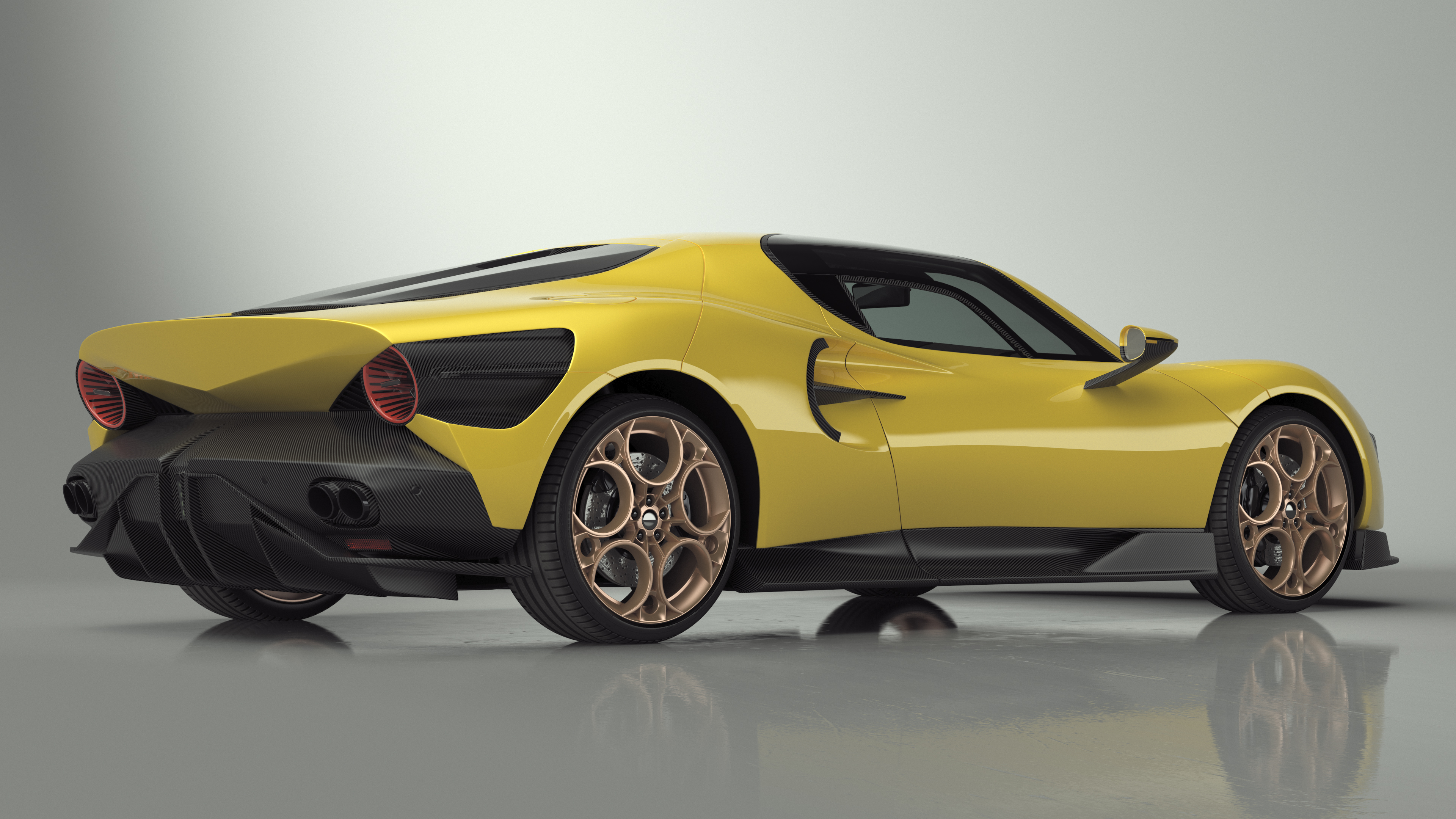 Exclusive Supercar Coupe Yellow Simple Interior 3D