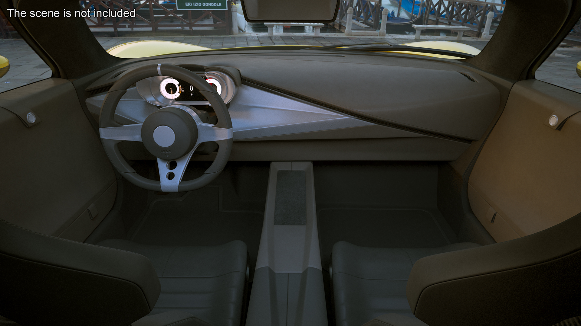 Exclusive Supercar Coupe Yellow Simple Interior 3D