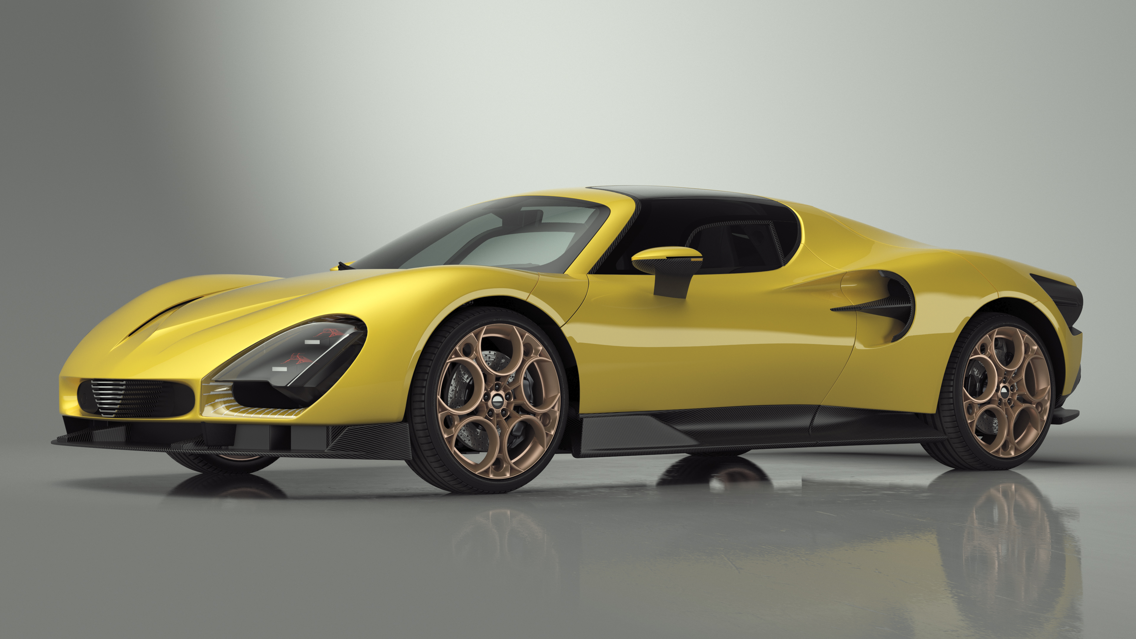 Exclusive Supercar Coupe Yellow Simple Interior 3D