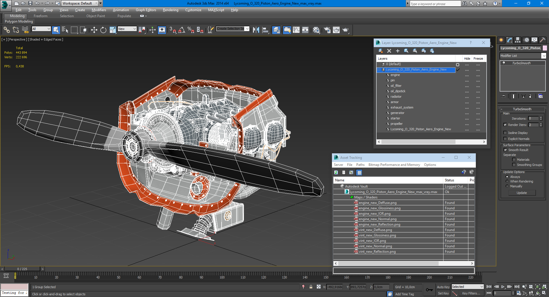 Lycoming O 320 Piston Aero Engine New 3D