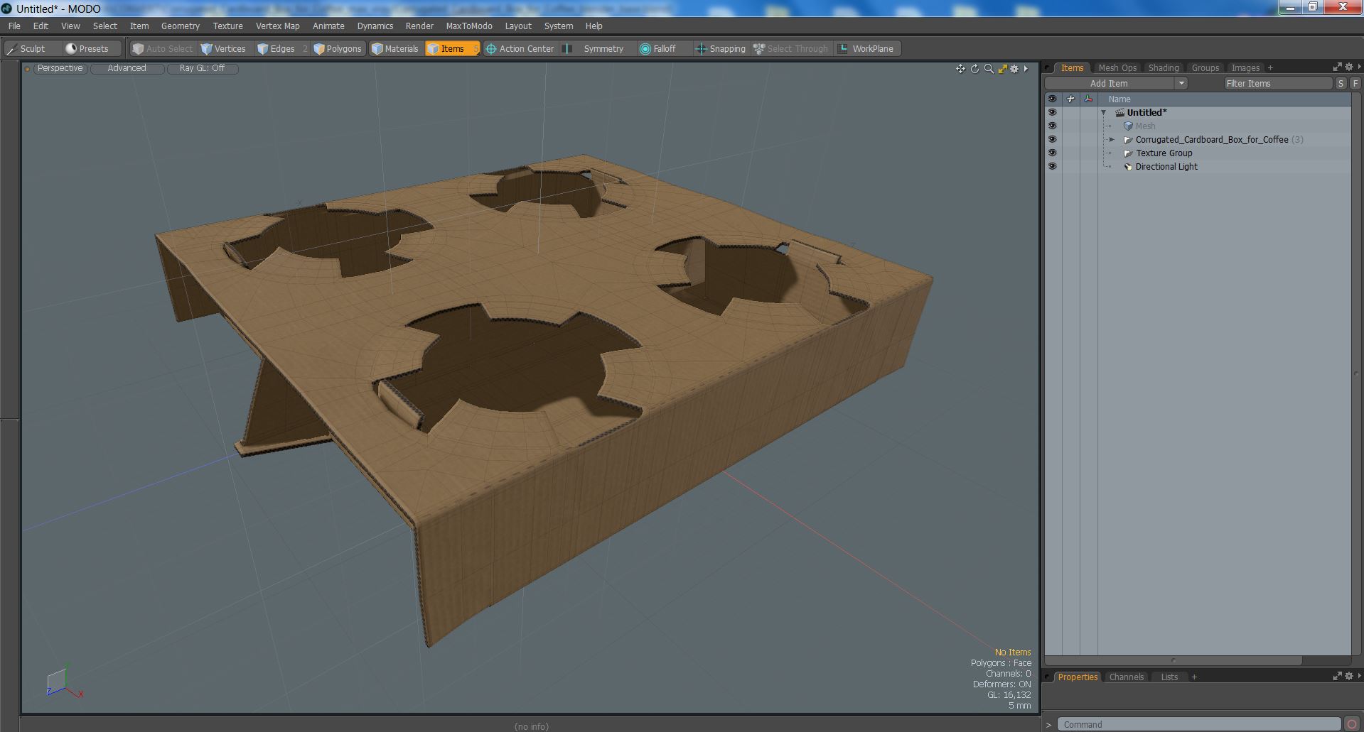 3D model Corrugated Cardboard Box for Coffee