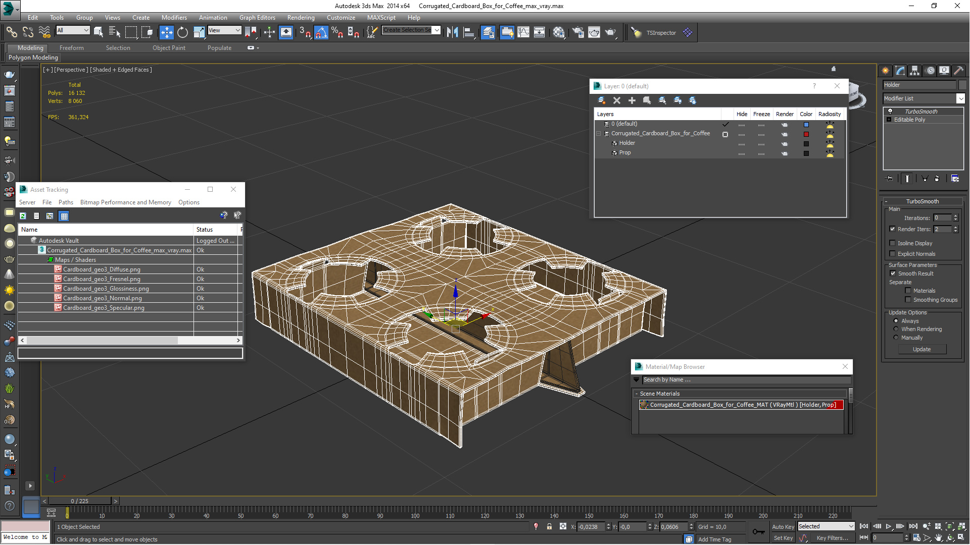 3D model Corrugated Cardboard Box for Coffee