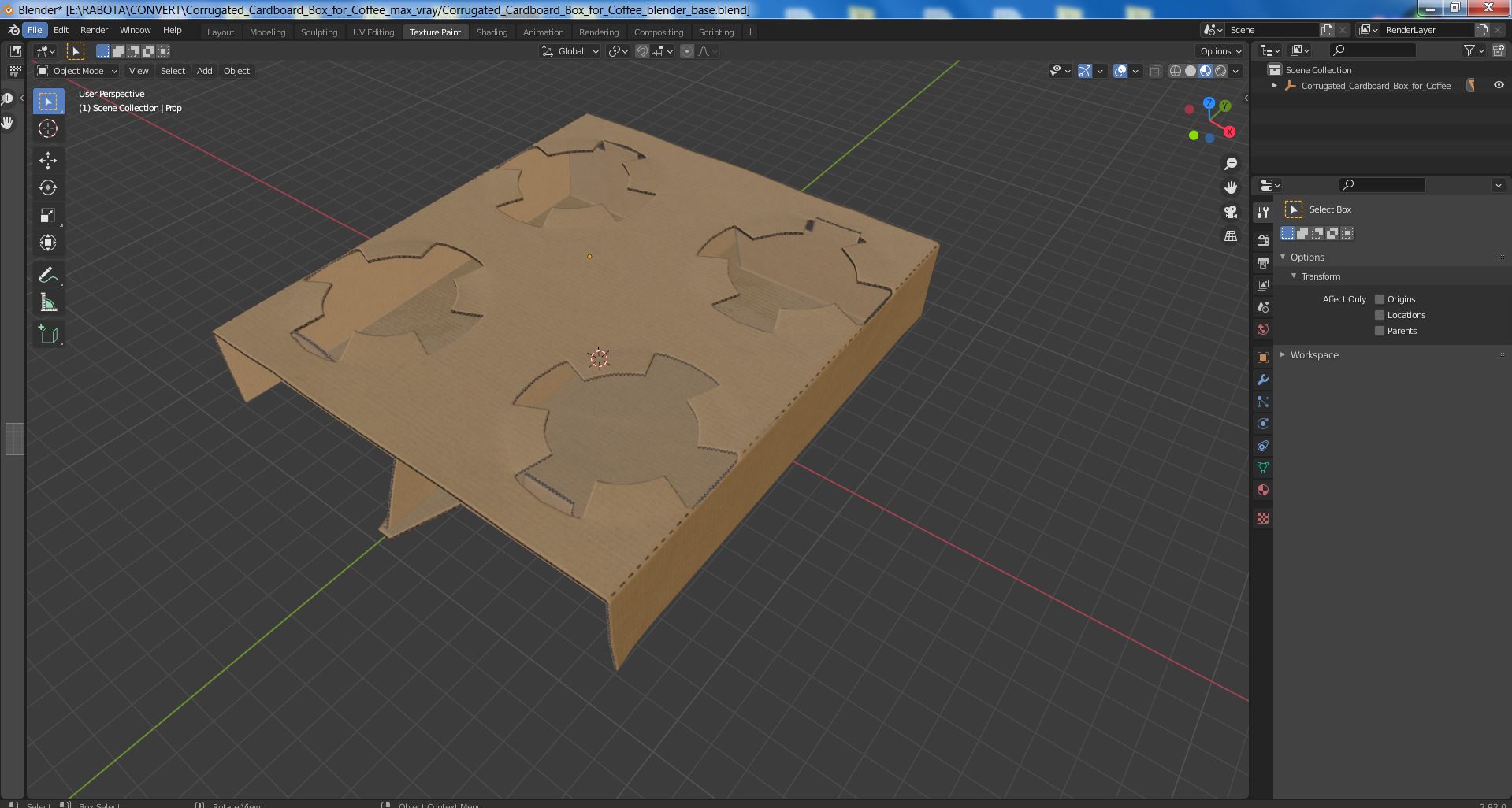 3D model Corrugated Cardboard Box for Coffee