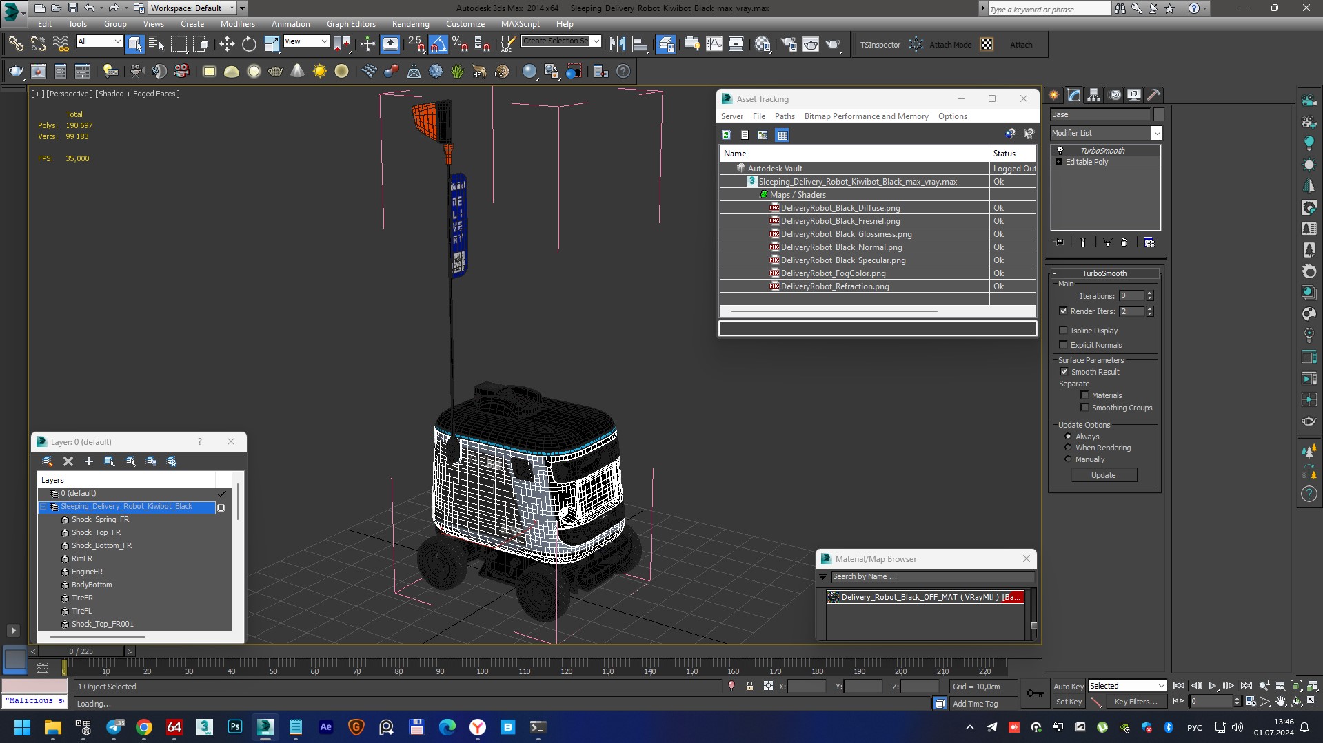Sleeping Delivery Robot Kiwibot Black 3D