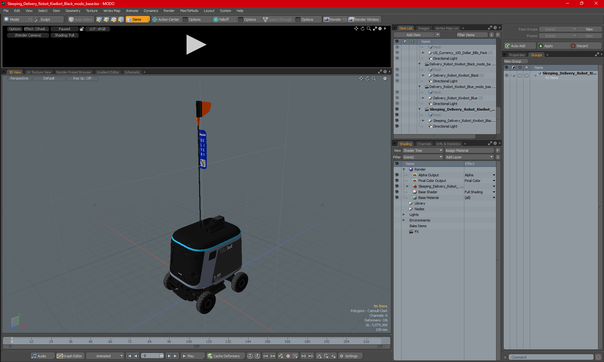 Sleeping Delivery Robot Kiwibot Black 3D