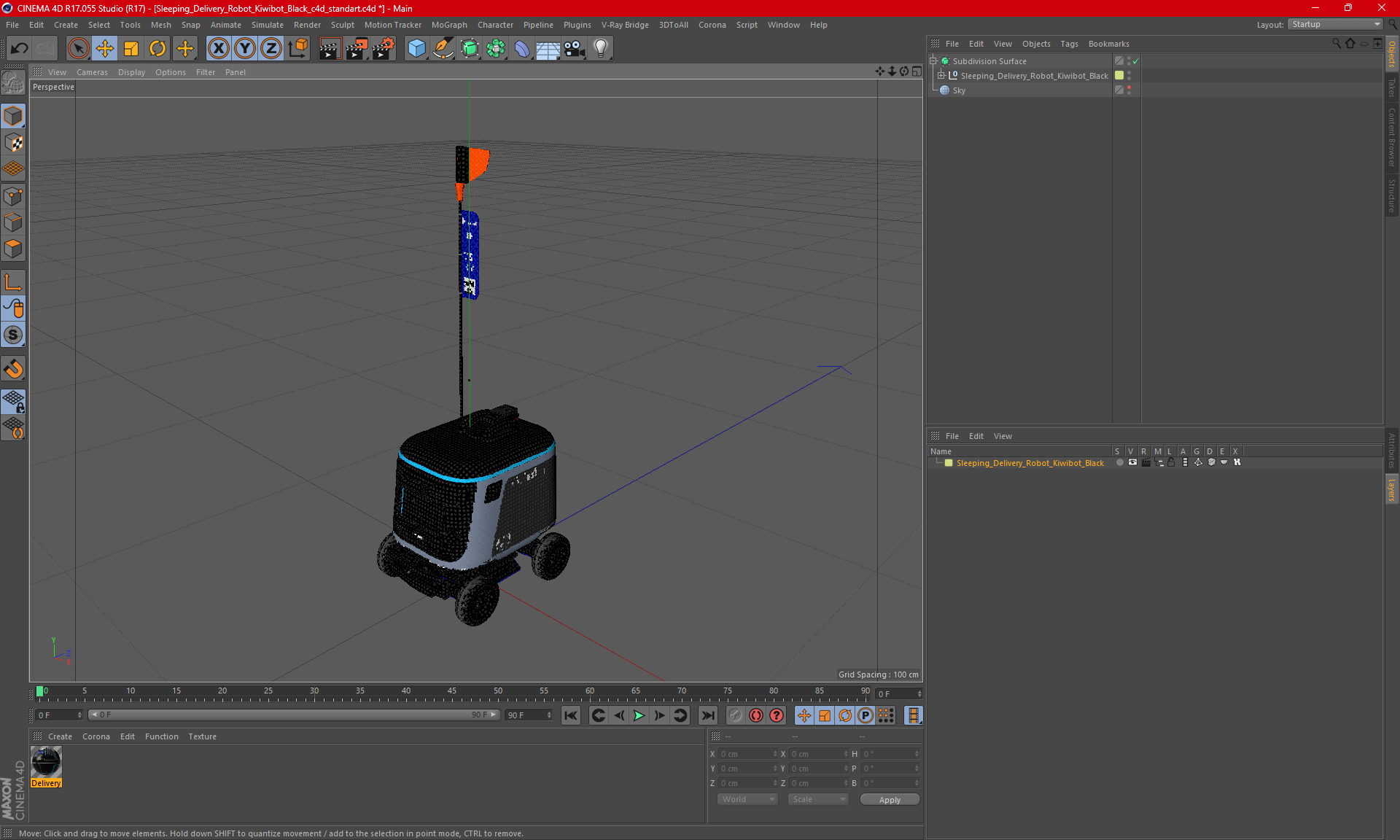Sleeping Delivery Robot Kiwibot Black 3D