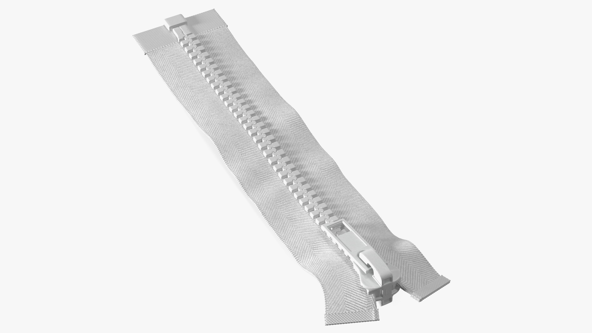 Two Sided Plastic Zipper Closed White 3D
