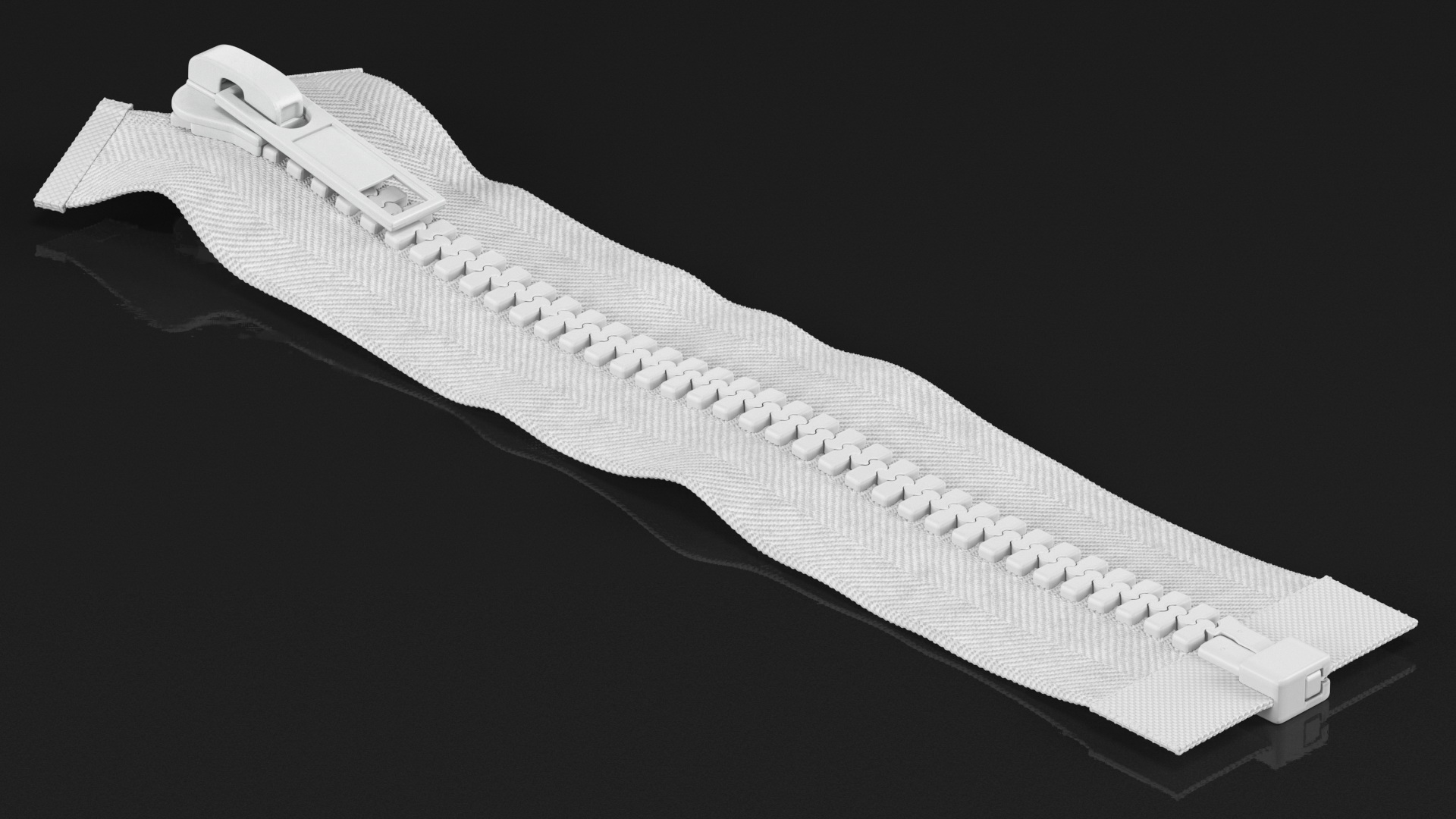 Two Sided Plastic Zipper Closed White 3D
