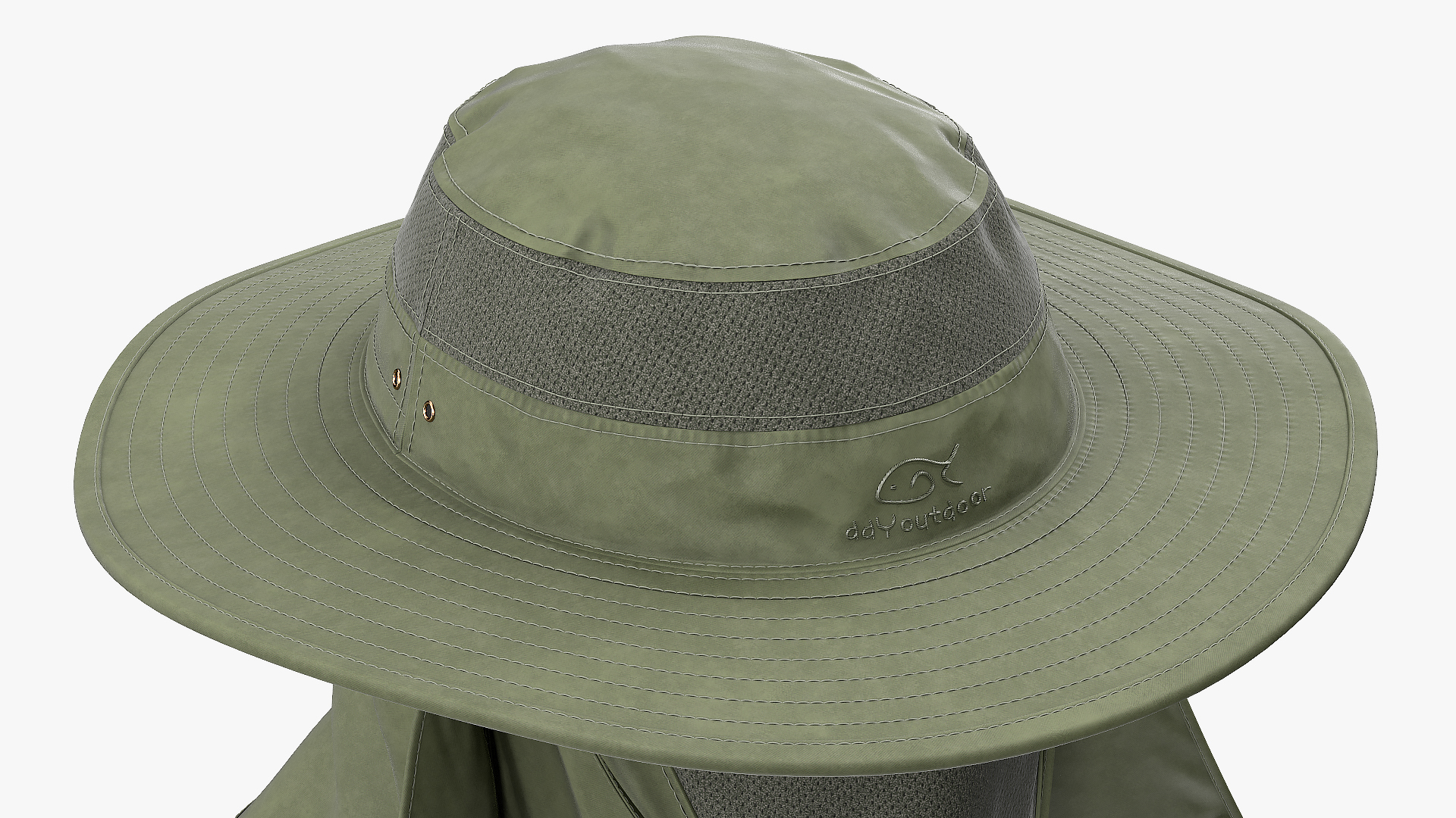 Outdoor Fishing Hat with Removable Neck Flap and Face Cover Mask 3D model