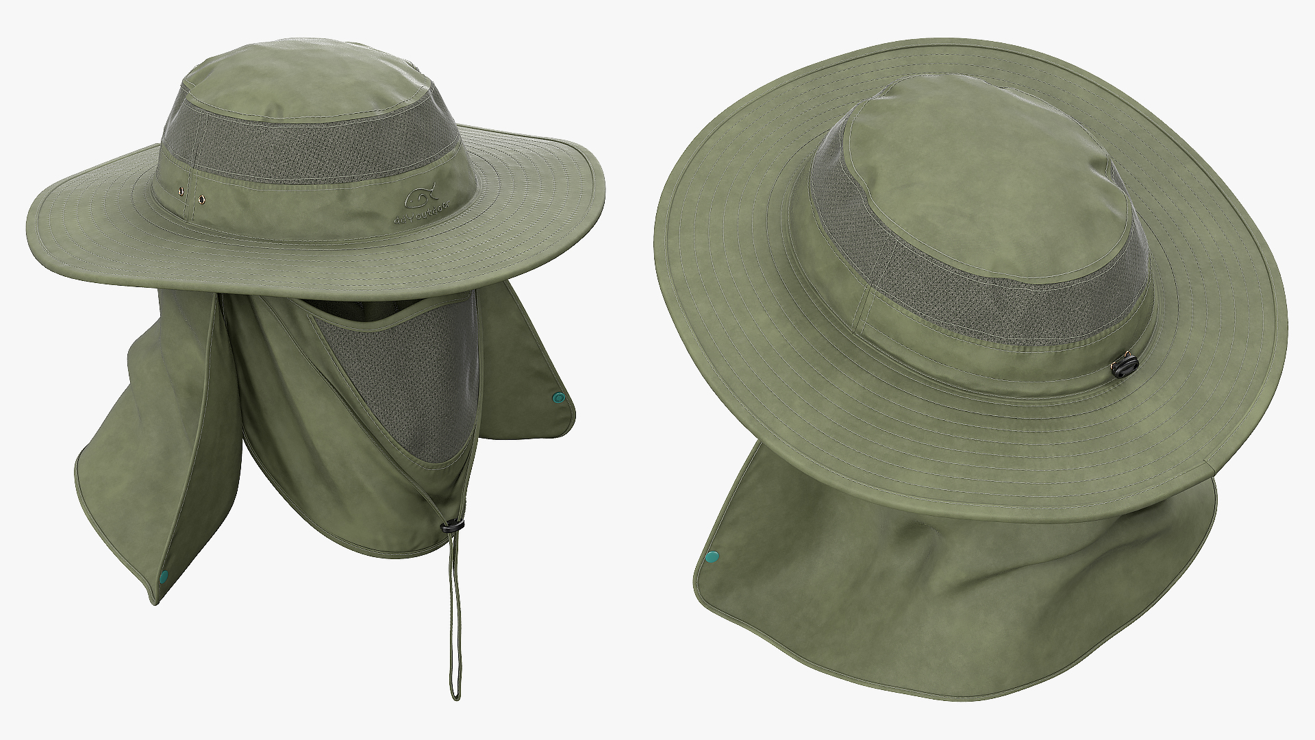 Outdoor Fishing Hat with Removable Neck Flap and Face Cover Mask 3D model