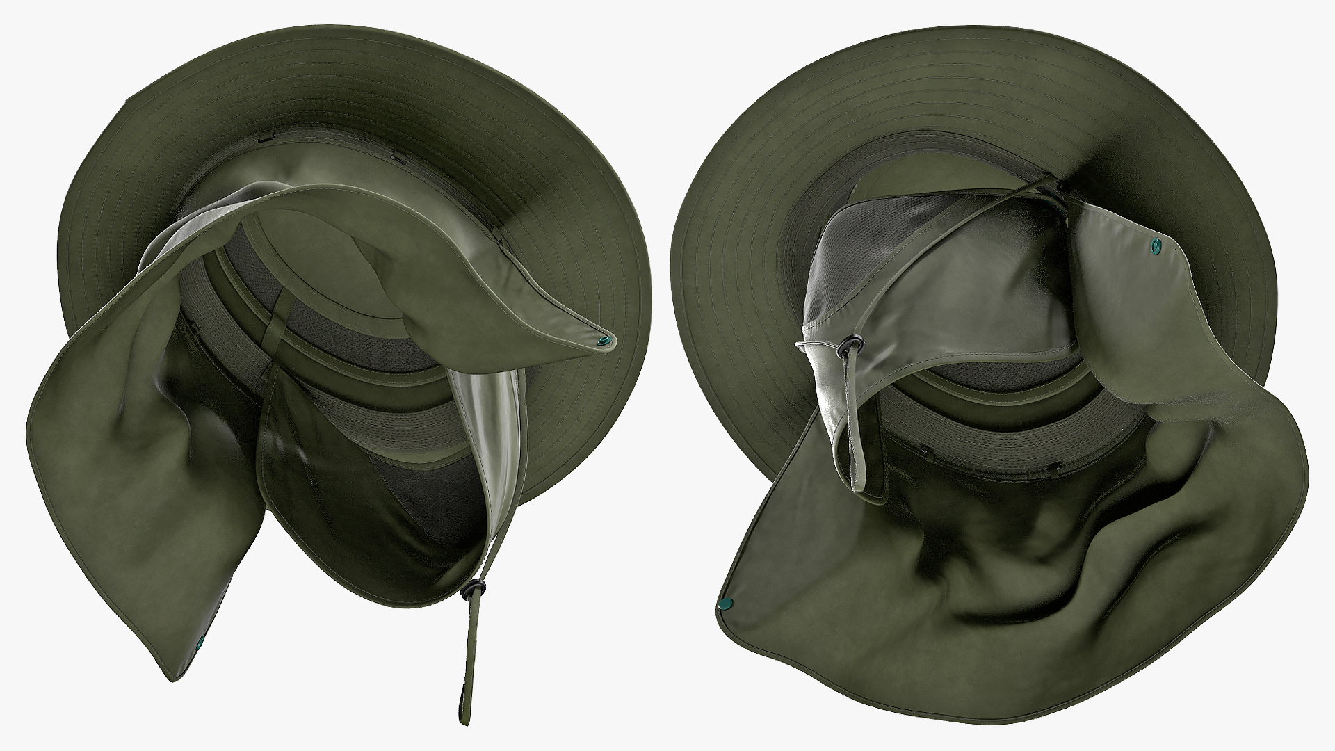 Outdoor Fishing Hat with Removable Neck Flap and Face Cover Mask 3D model
