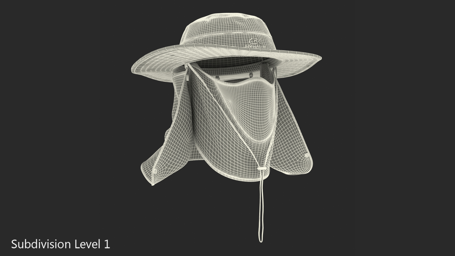 Outdoor Fishing Hat with Removable Neck Flap and Face Cover Mask 3D model