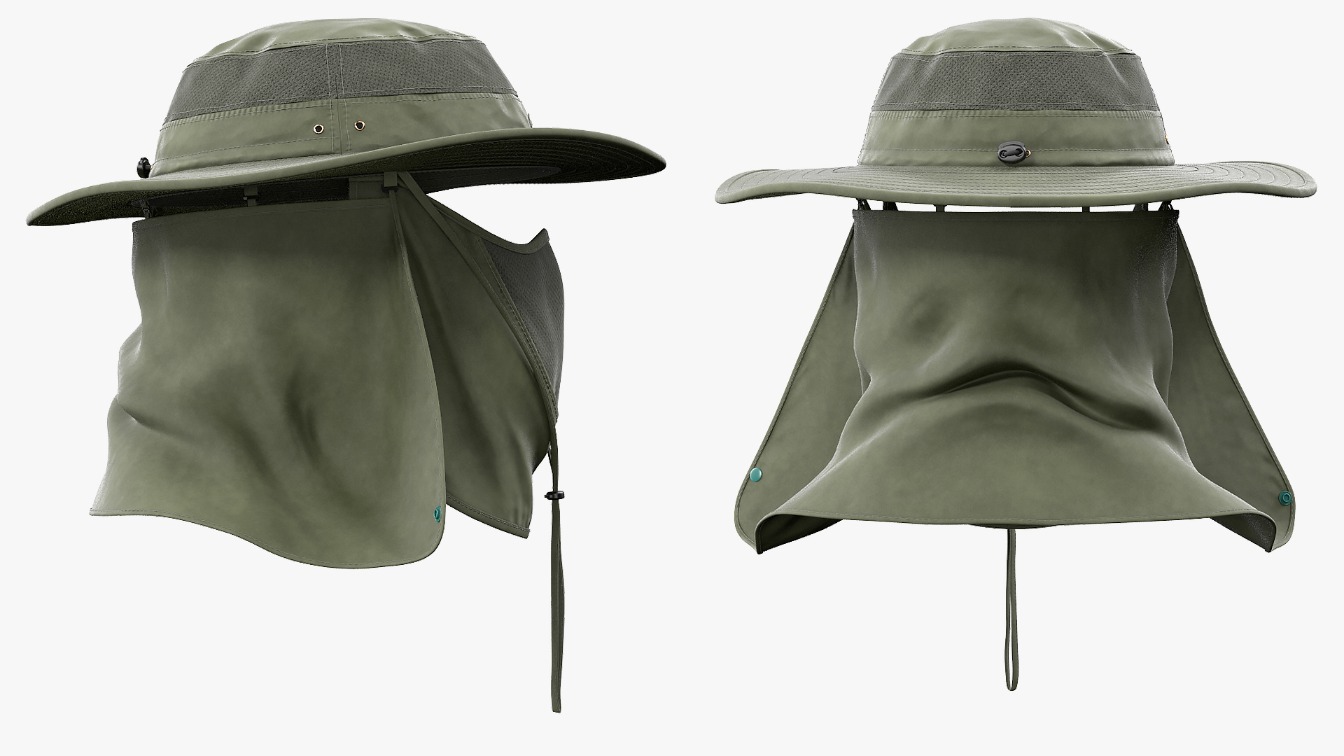 Outdoor Fishing Hat with Removable Neck Flap and Face Cover Mask 3D model