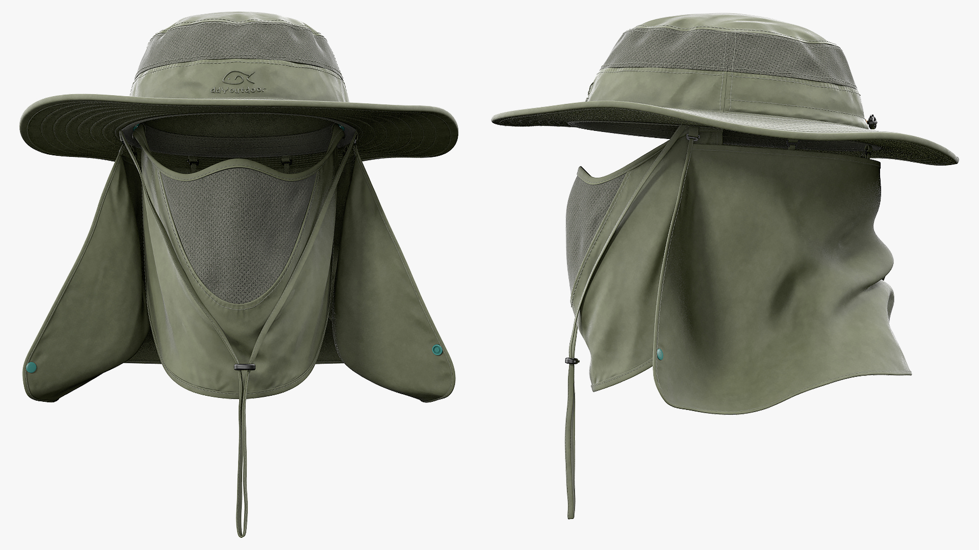 Outdoor Fishing Hat with Removable Neck Flap and Face Cover Mask 3D model