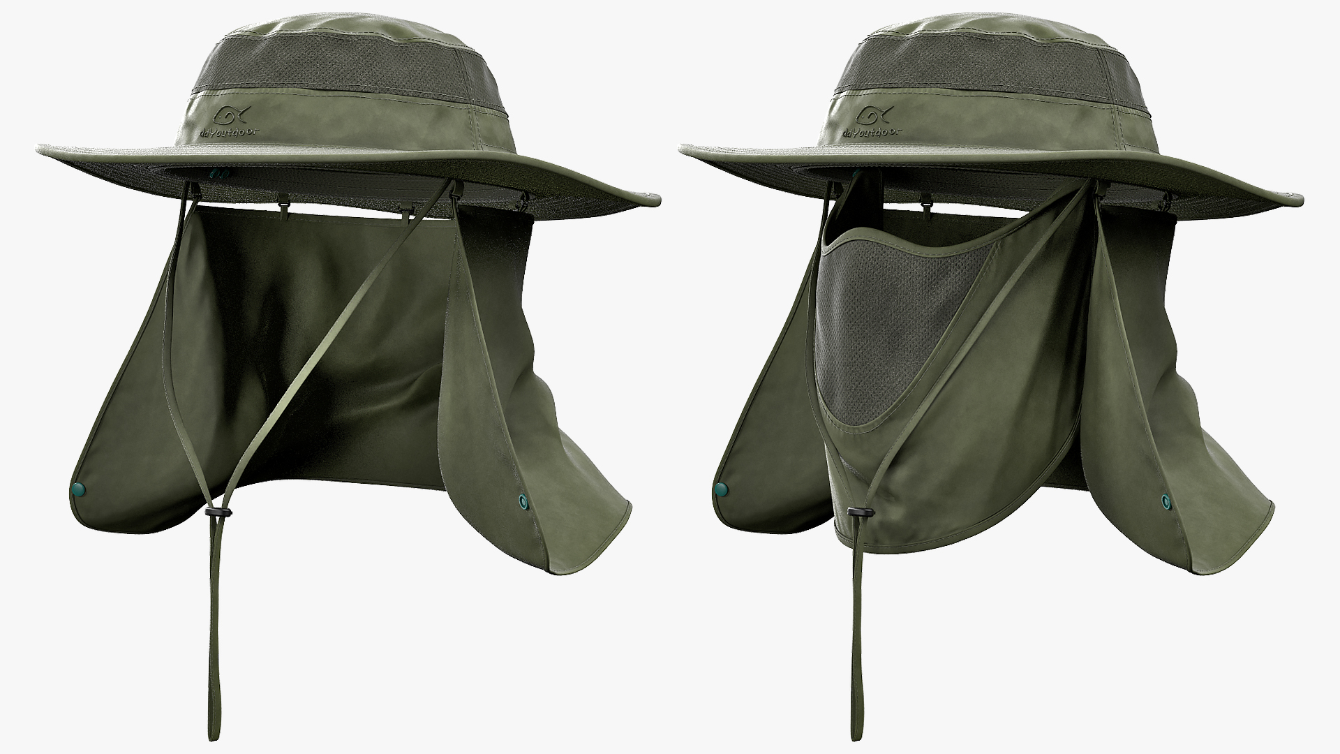 Outdoor Fishing Hat with Removable Neck Flap and Face Cover Mask 3D model