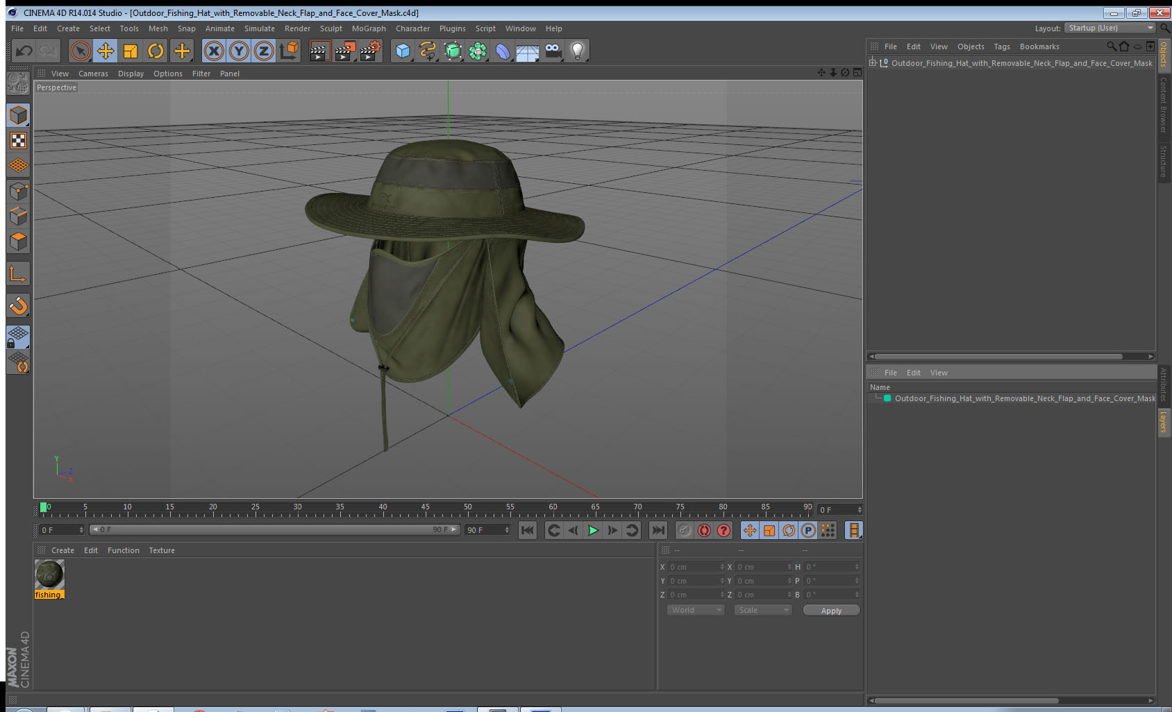 Outdoor Fishing Hat with Removable Neck Flap and Face Cover Mask 3D model