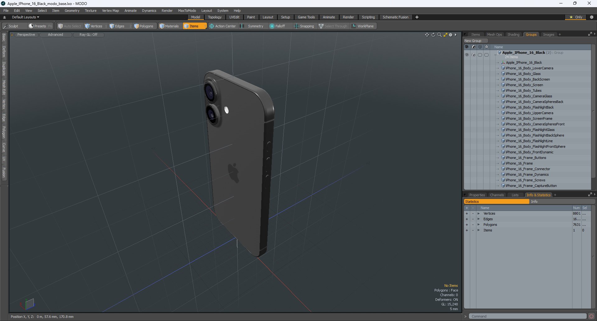 3D Apple IPhone 16 Black