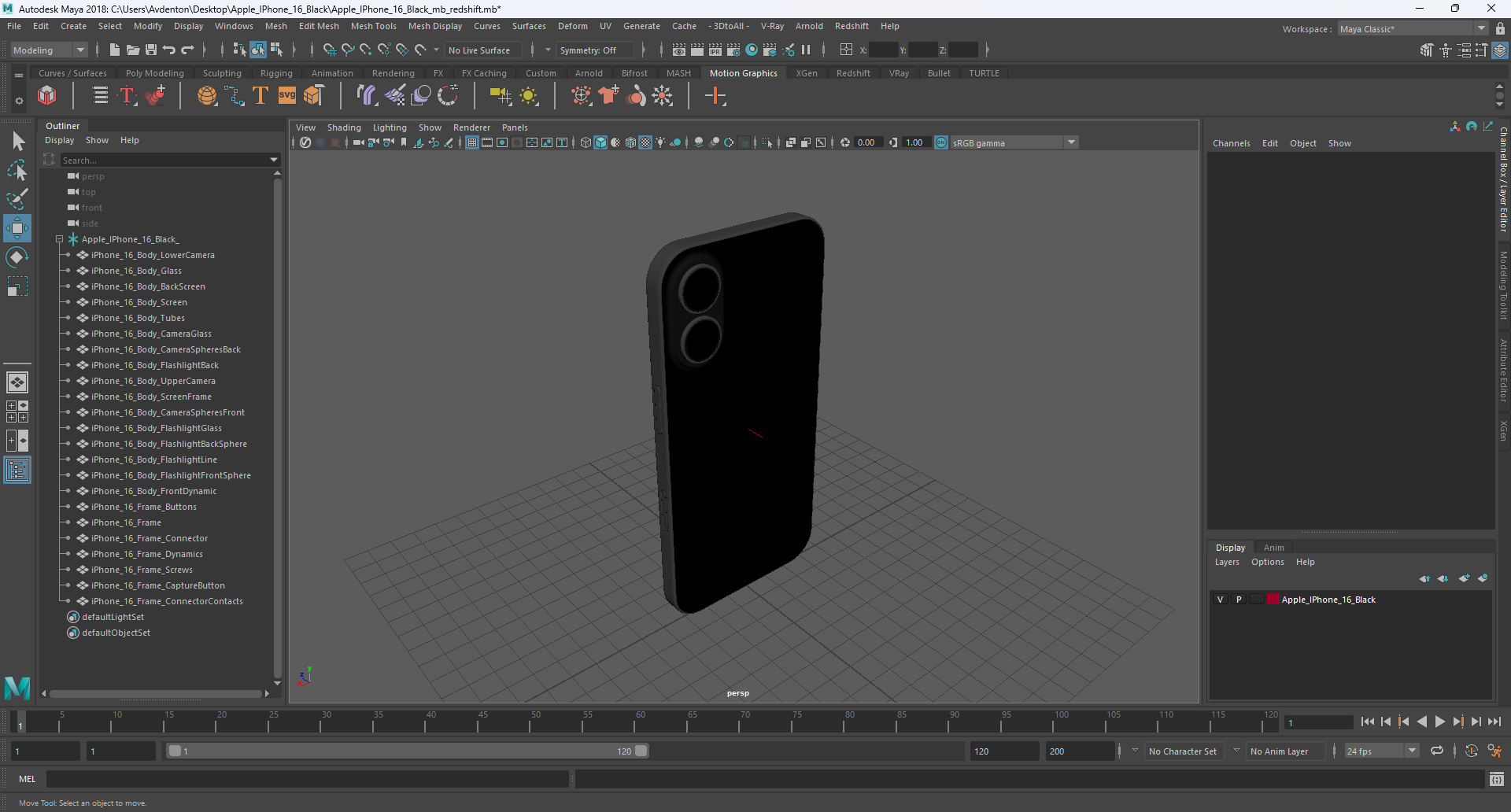 3D Apple IPhone 16 Black
