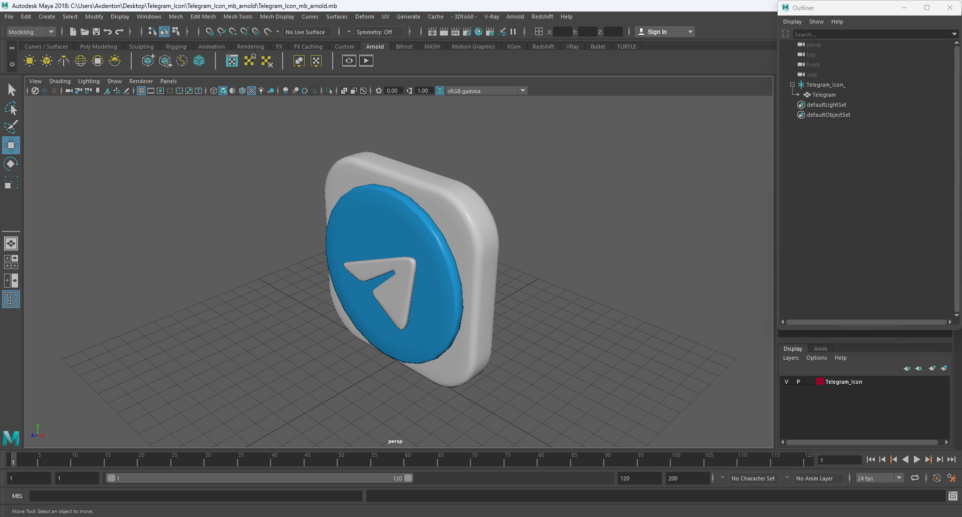 3D Telegram Icon model