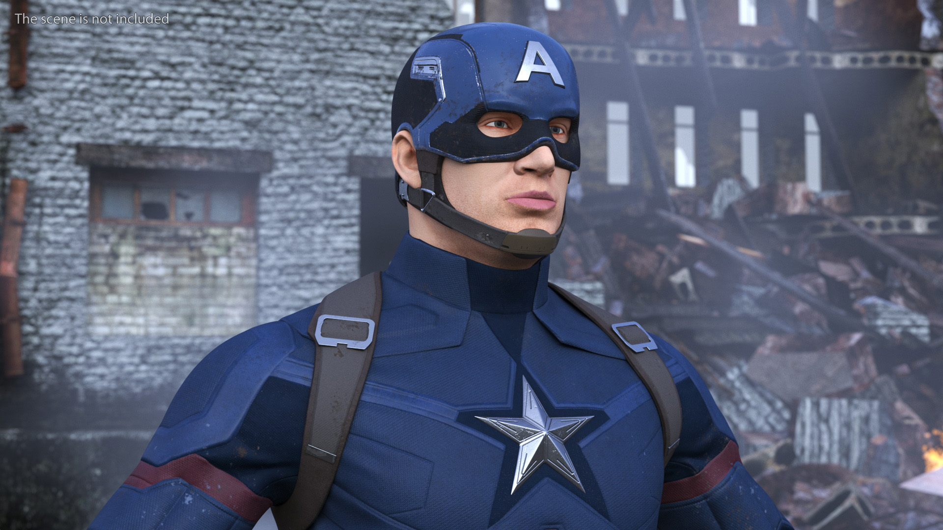 3D Captain America Character in Worn Suit model