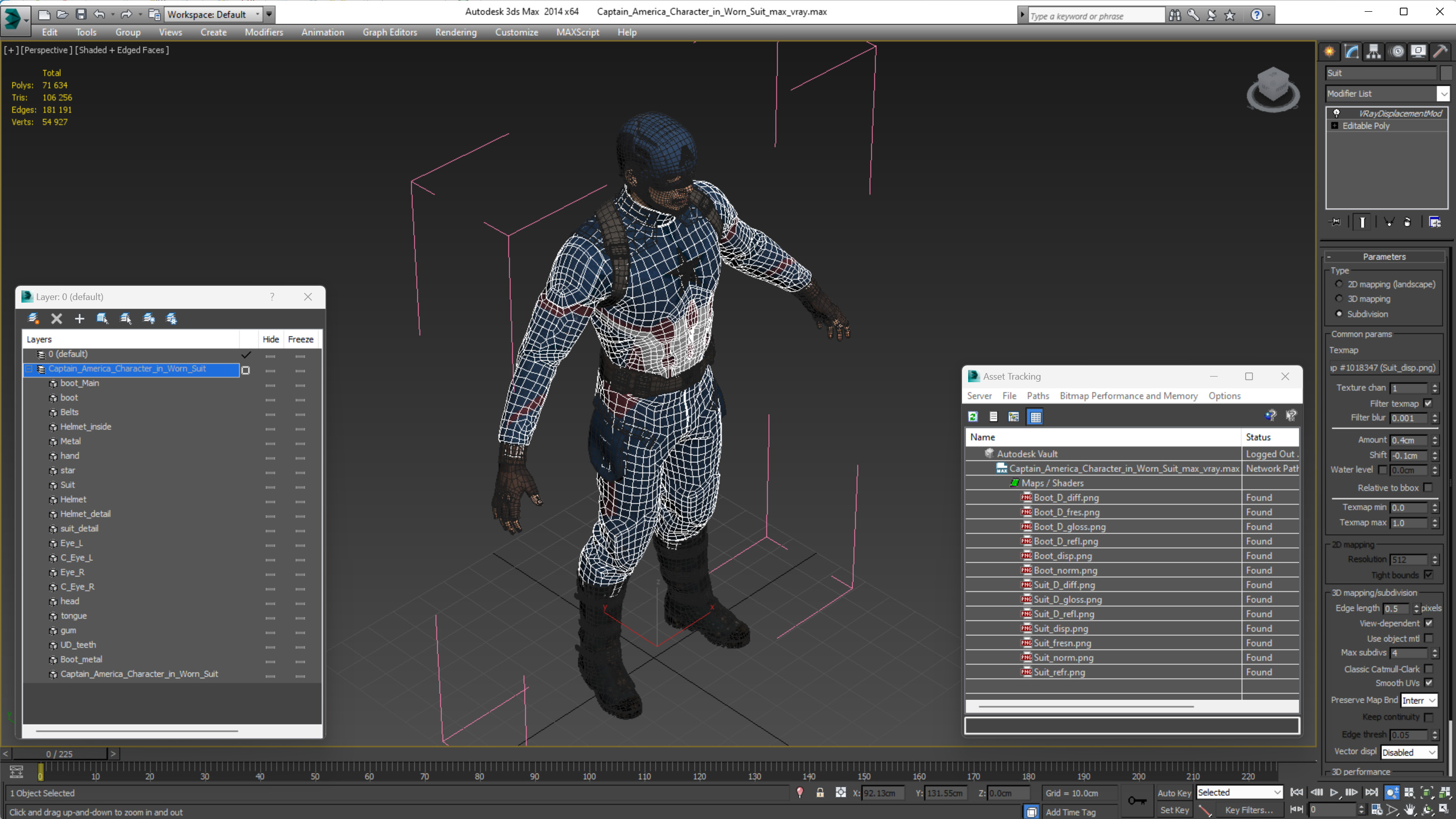 3D Captain America Character in Worn Suit model