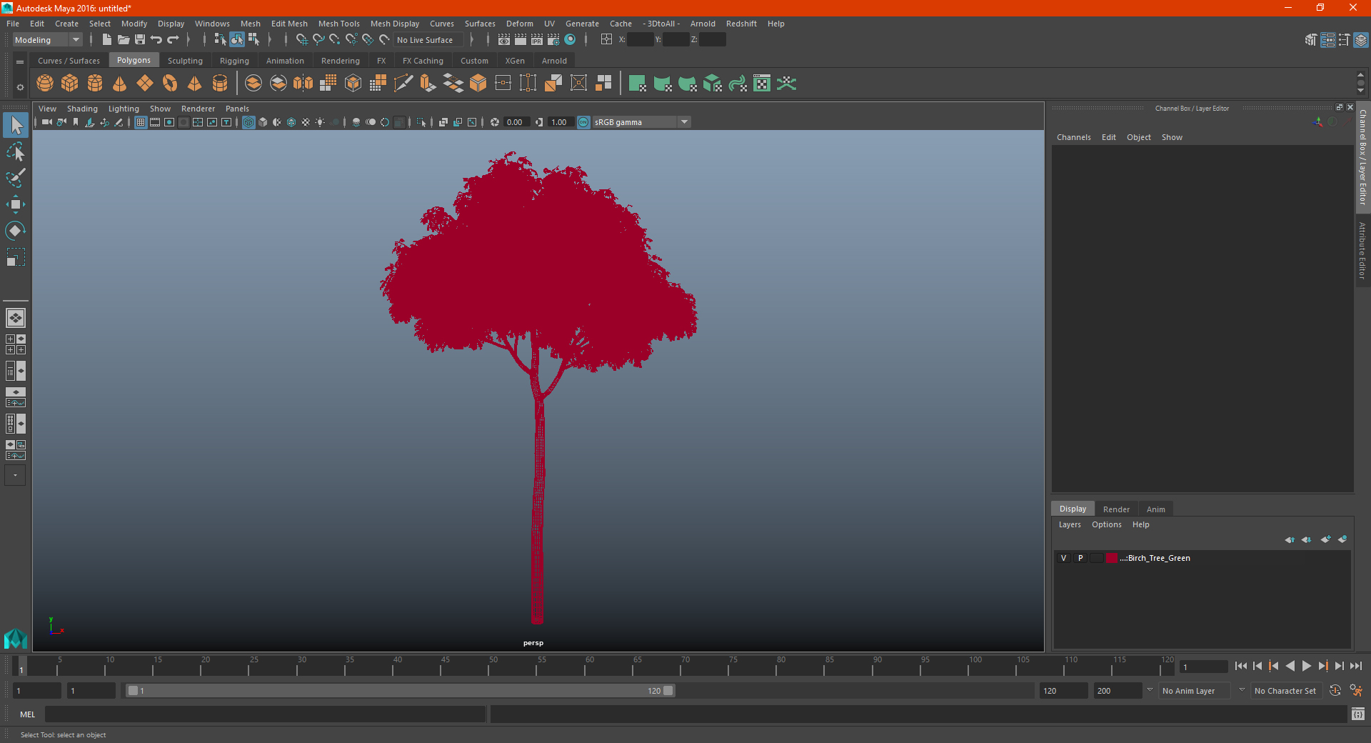3D Birch Tree Green