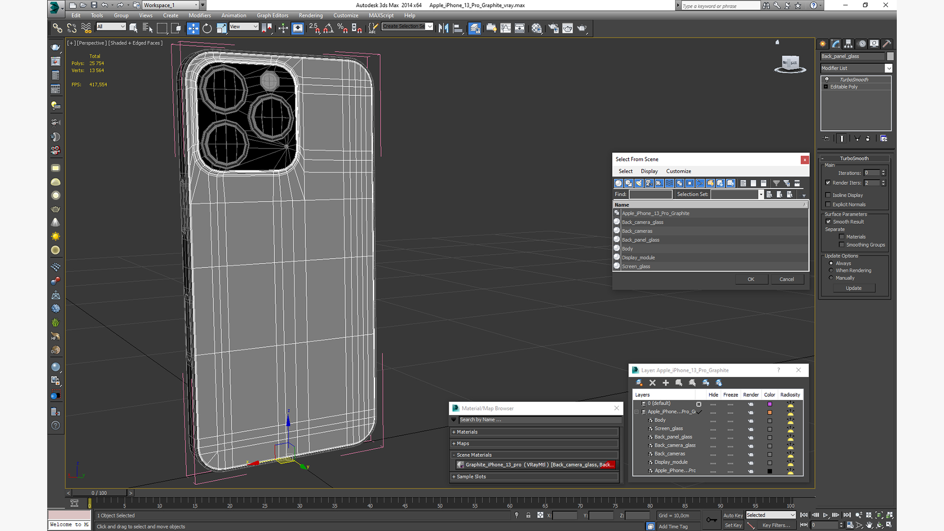 3D Apple iPhone 13 Pro Graphite model