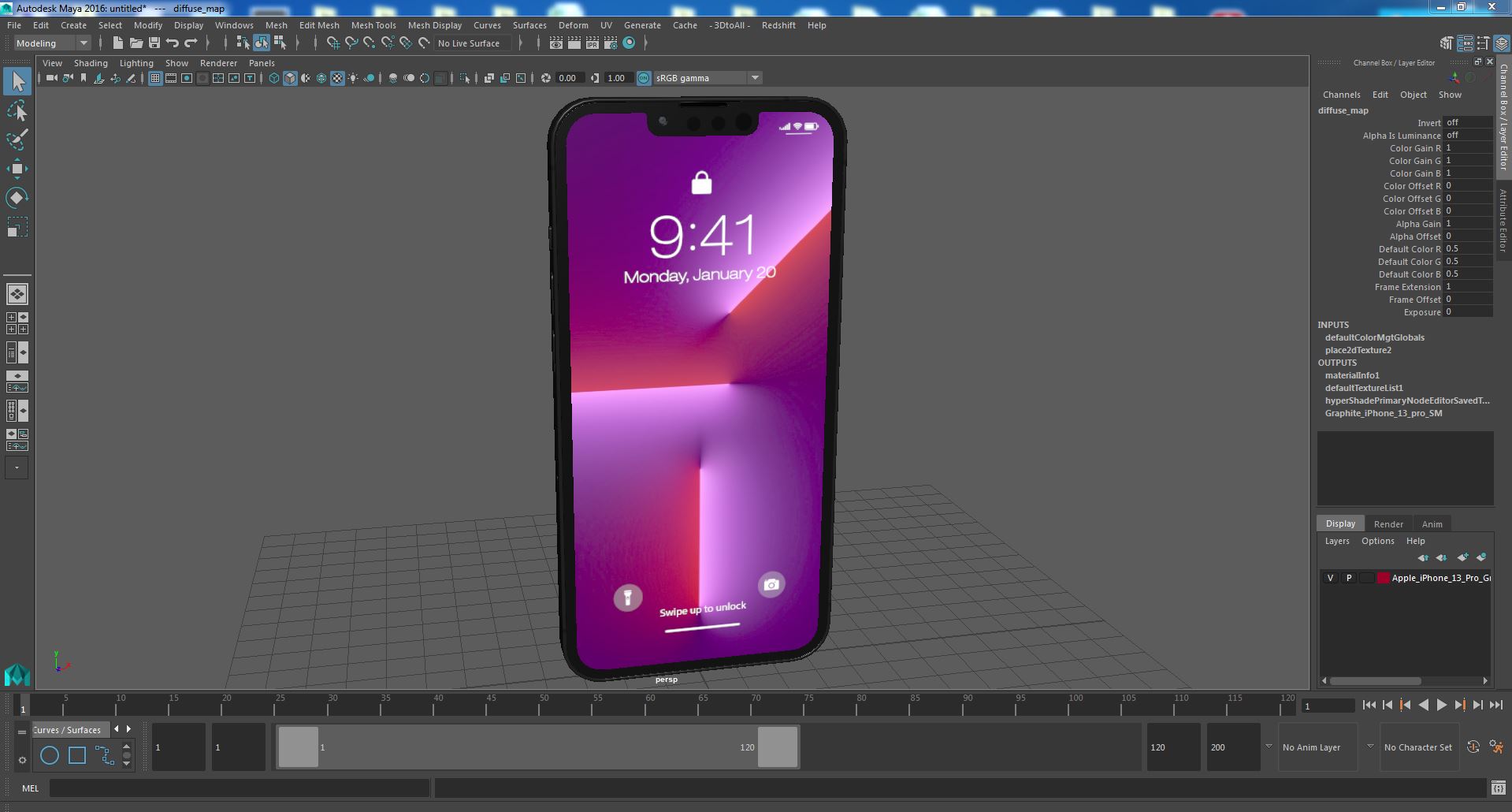 3D Apple iPhone 13 Pro Graphite model