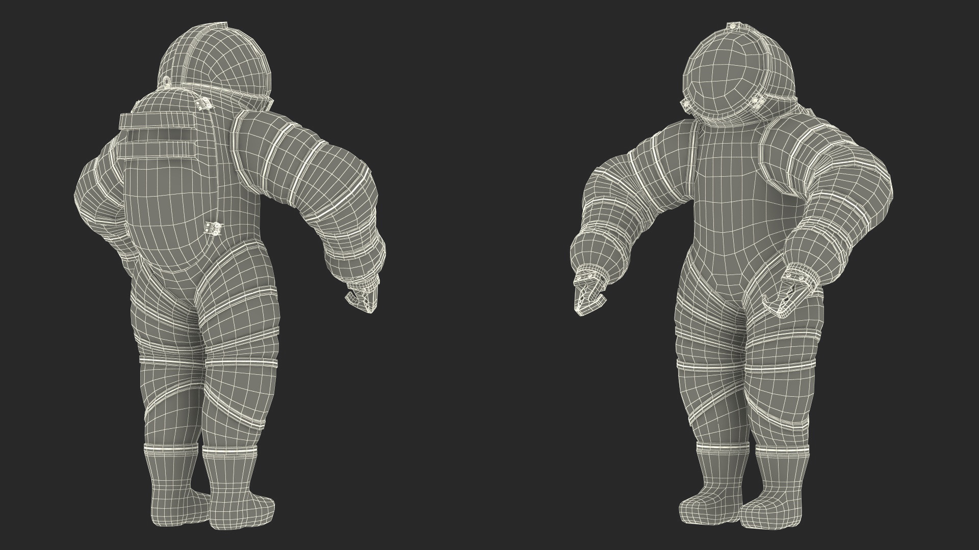 3D model Atmospheric Diving Suit White Rigged for Maya