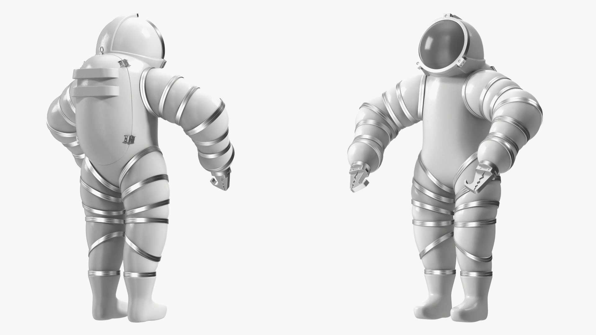 3D model Atmospheric Diving Suit White Rigged for Maya