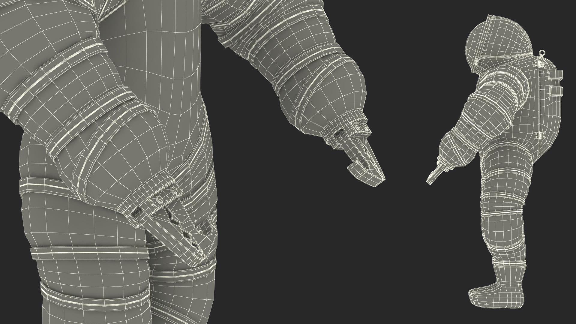3D model Atmospheric Diving Suit White Rigged for Maya