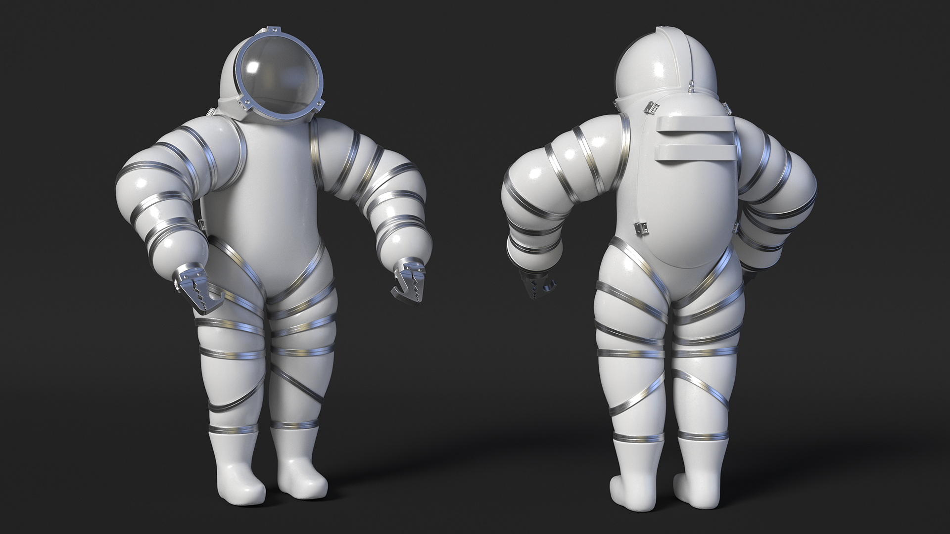 3D model Atmospheric Diving Suit White Rigged for Maya