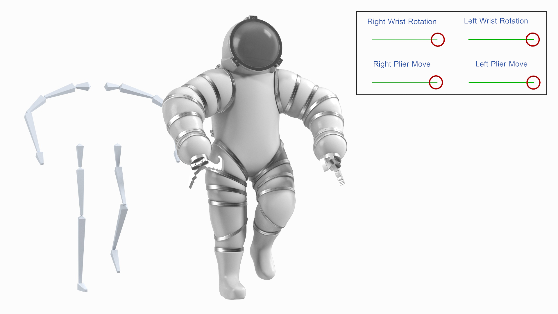 3D model Atmospheric Diving Suit White Rigged for Maya