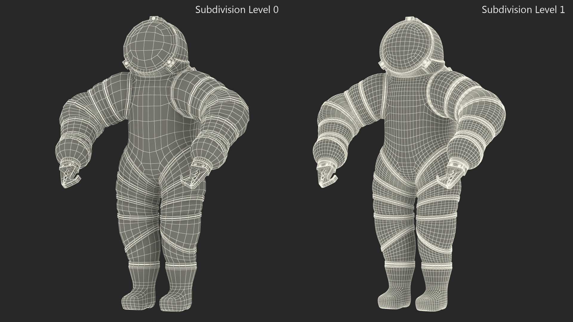 3D model Atmospheric Diving Suit White Rigged for Maya