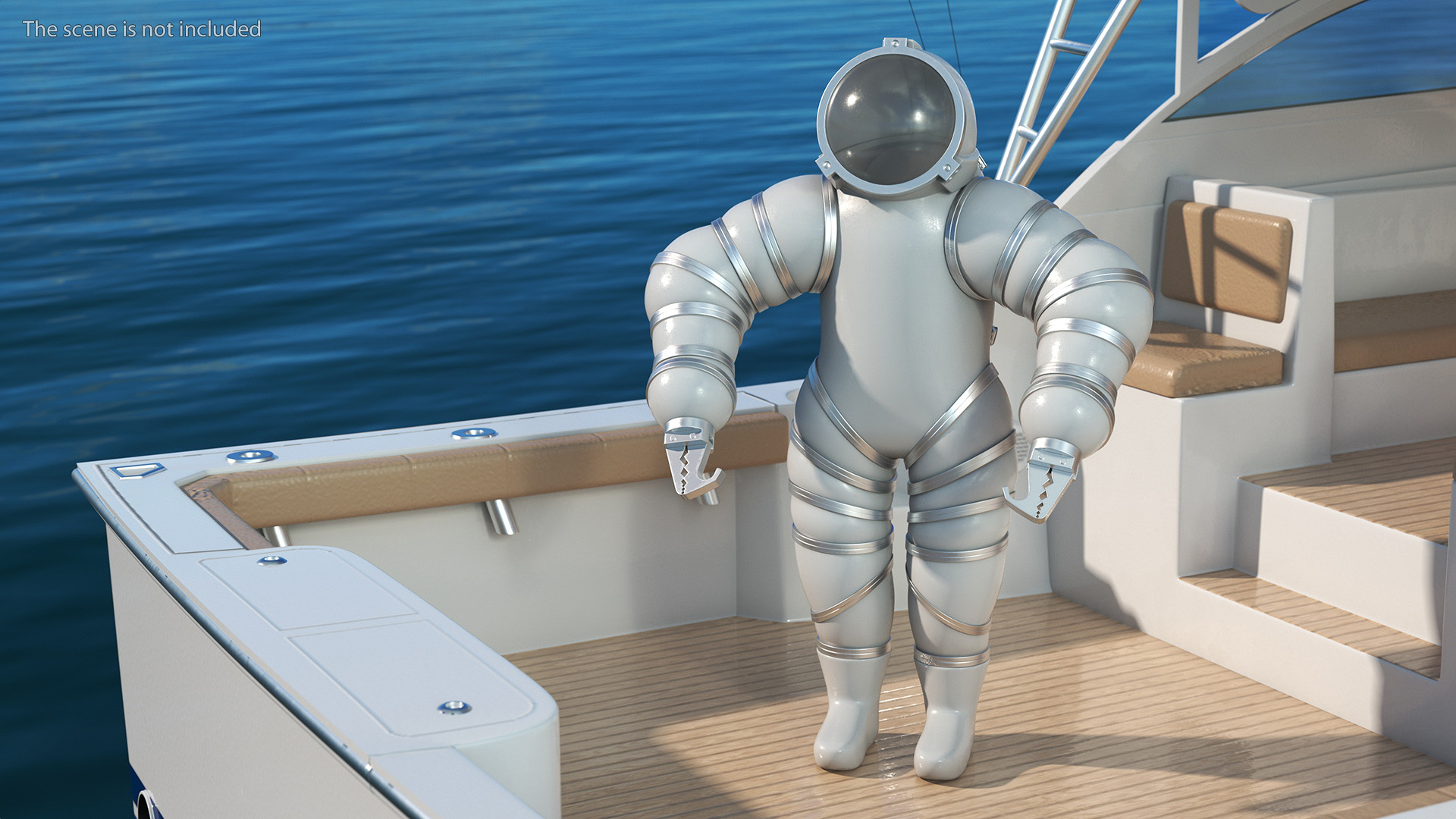 3D model Atmospheric Diving Suit White Rigged for Maya