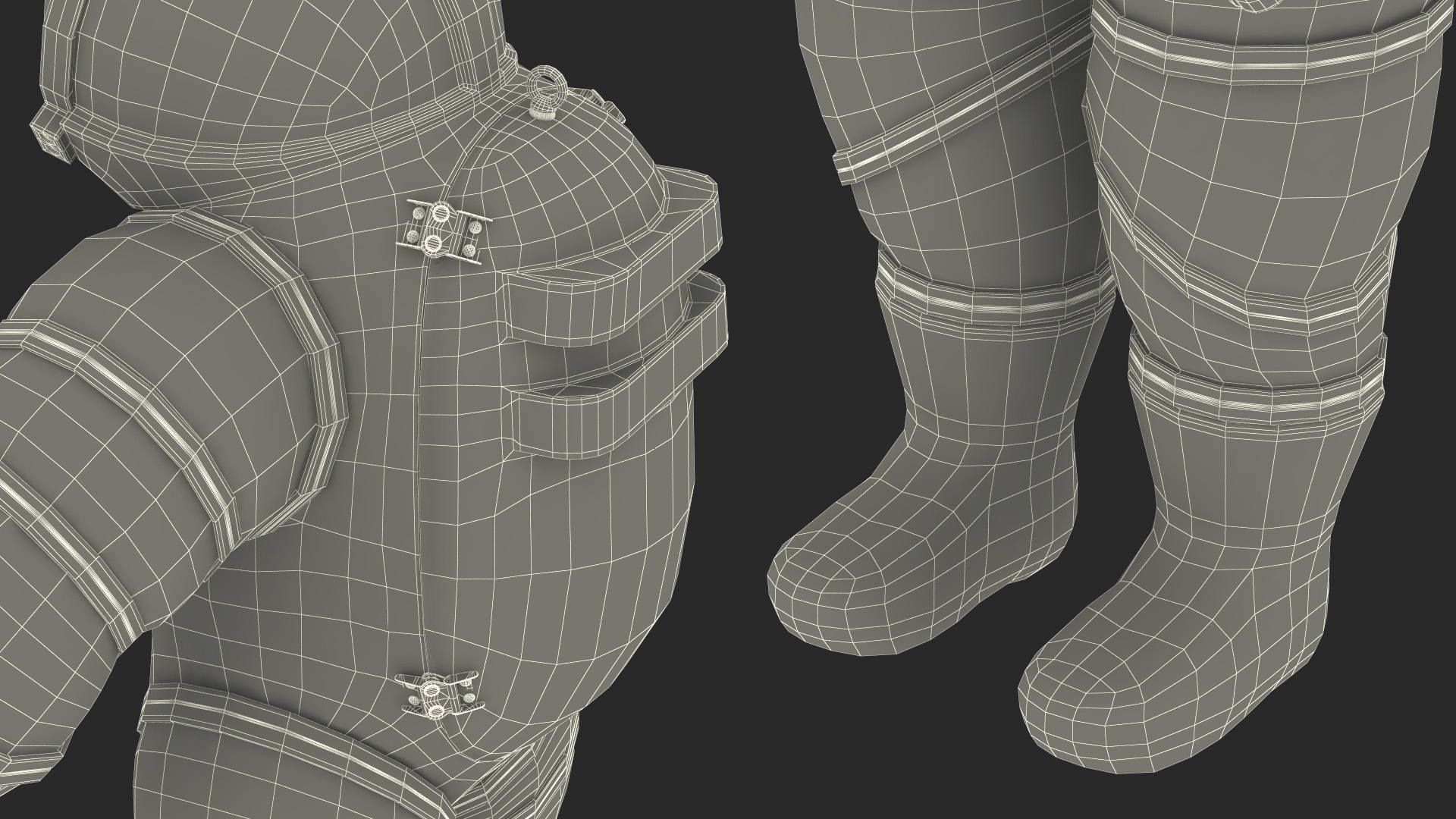 3D model Atmospheric Diving Suit White Rigged for Maya