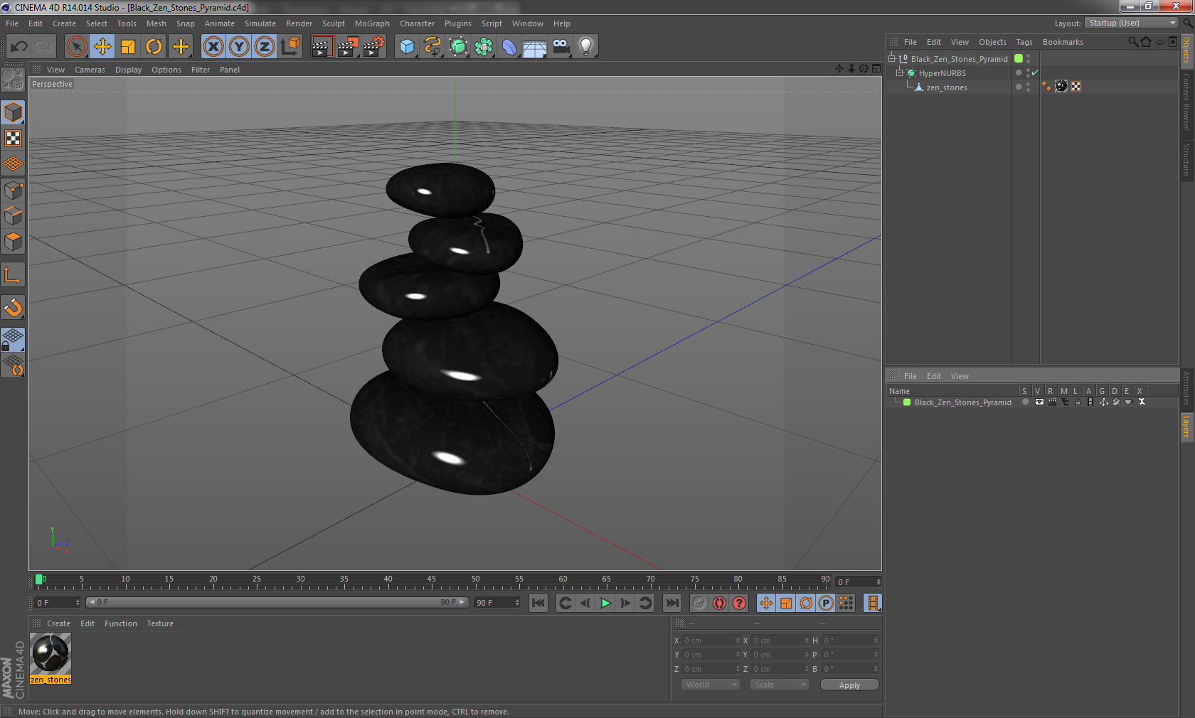 Black Zen Stones Pyramid 3D model