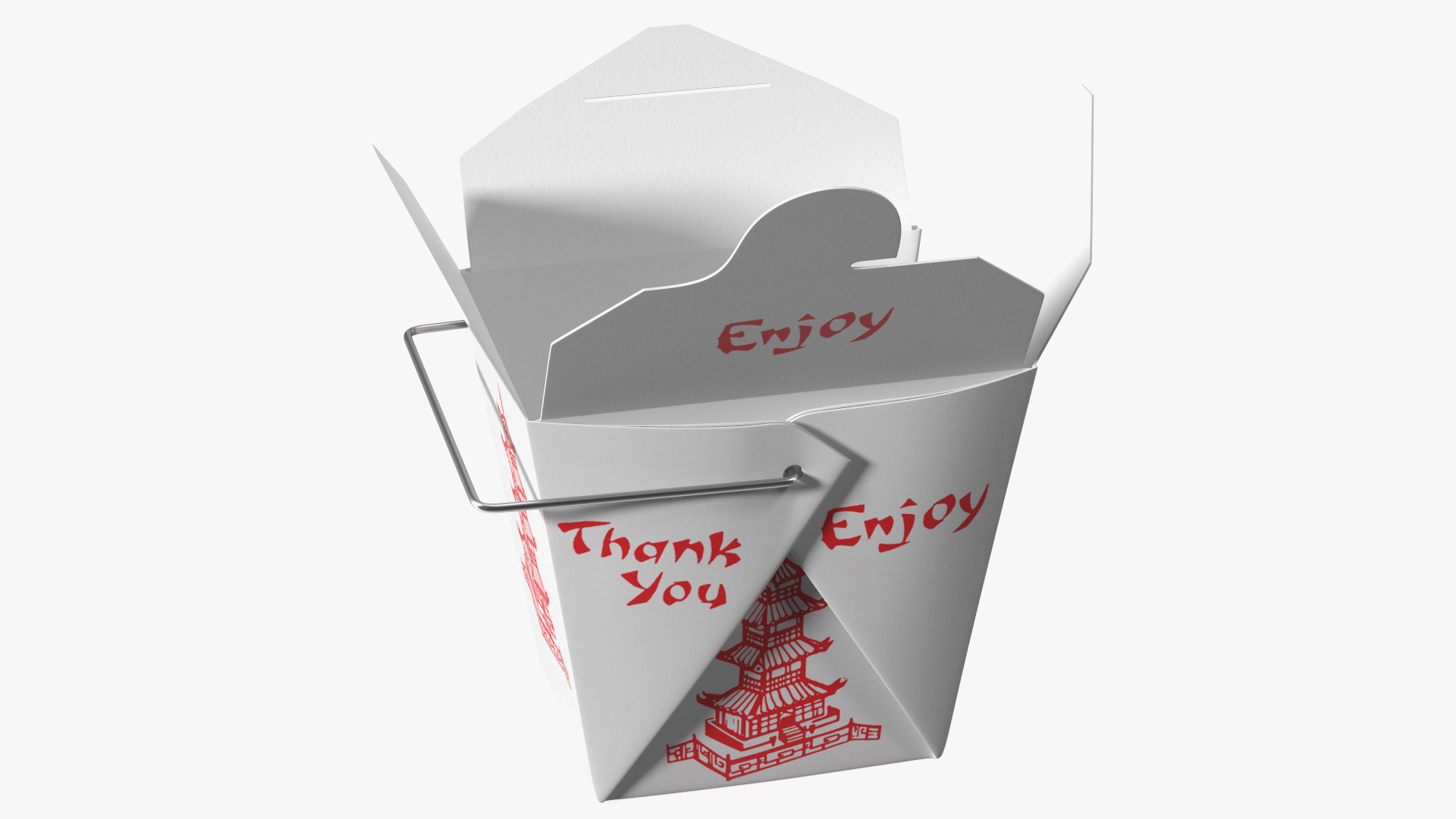 3D Chinese Restaurant Opened Takeout Box 16 Oz model
