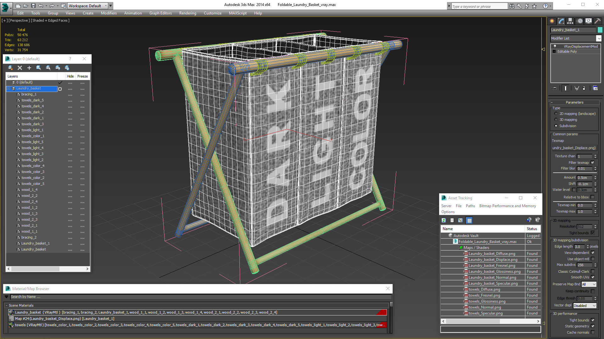 Foldable  Laundry Basket 3D model