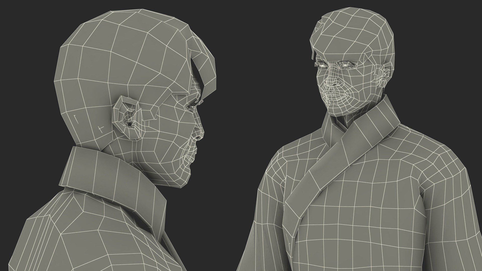 Traditional Chinese Man Rigged for Maya 3D model