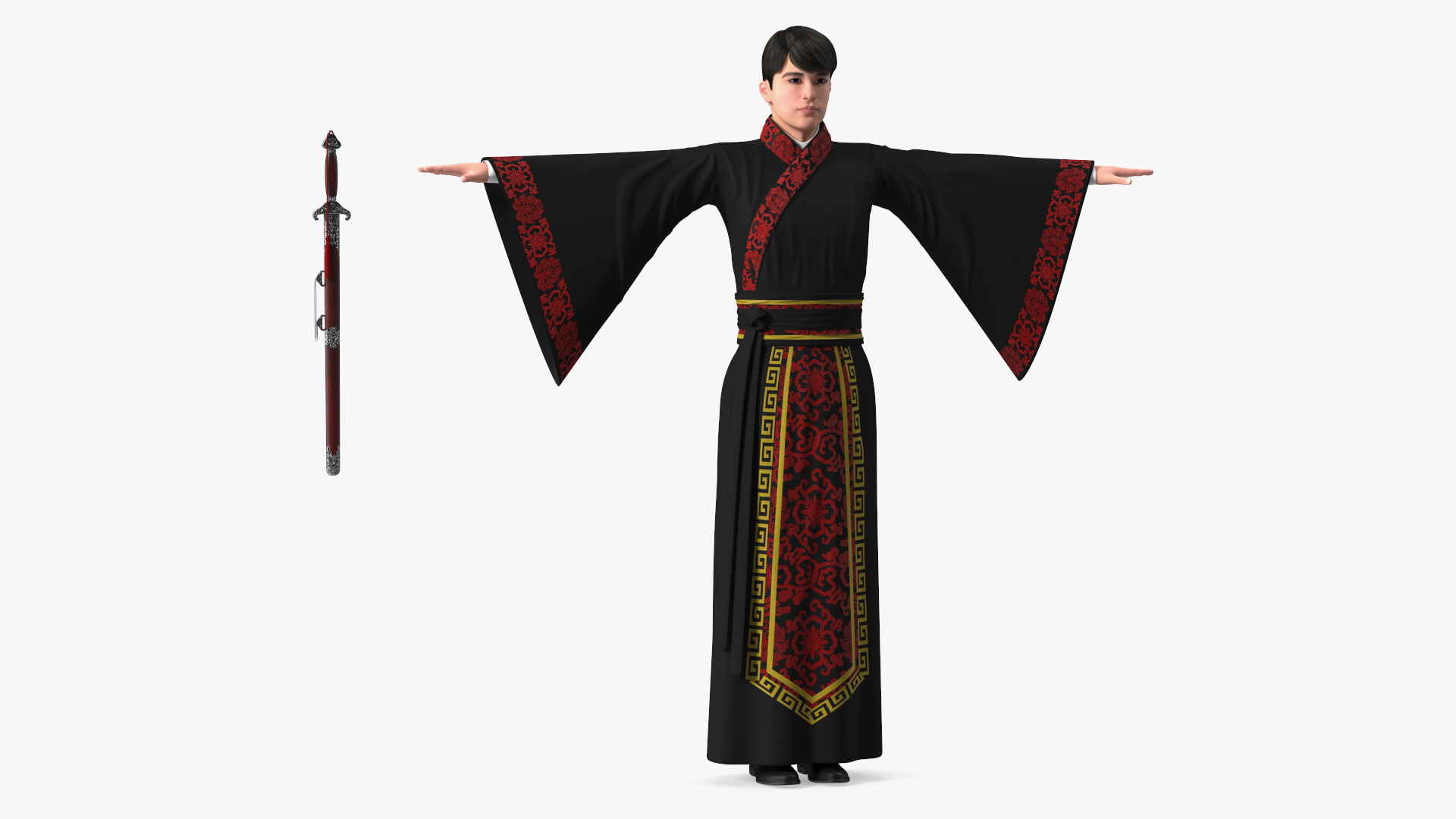 Traditional Chinese Man Rigged for Maya 3D model