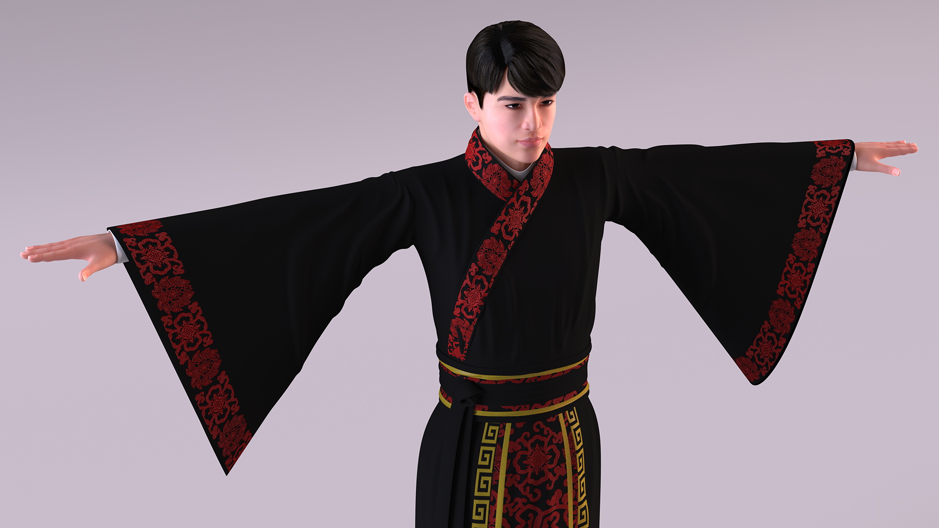 Traditional Chinese Man Rigged for Maya 3D model