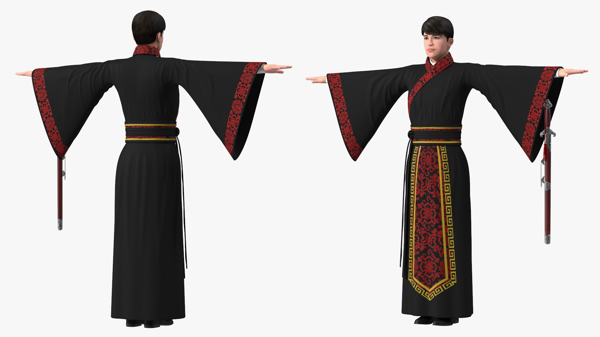 Traditional Chinese Man Rigged for Maya 3D model