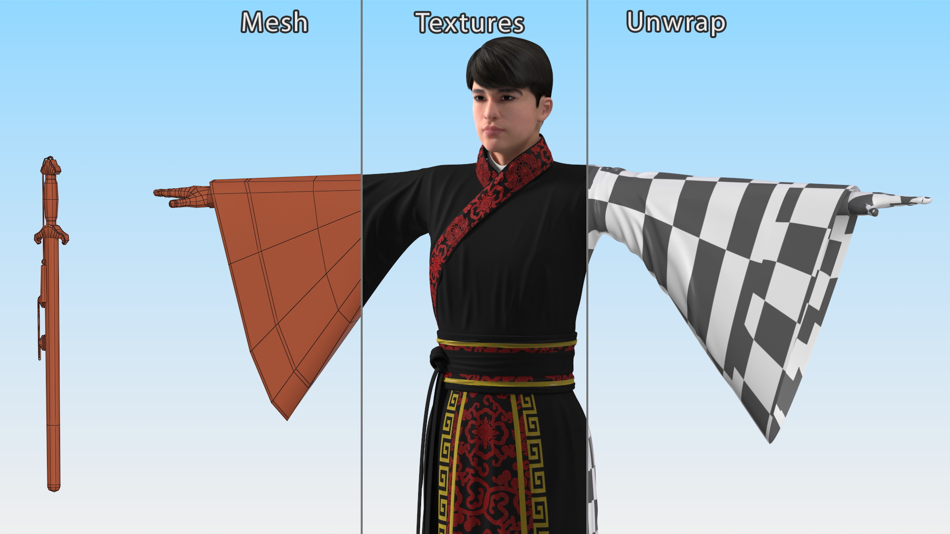 Traditional Chinese Man Rigged for Maya 3D model
