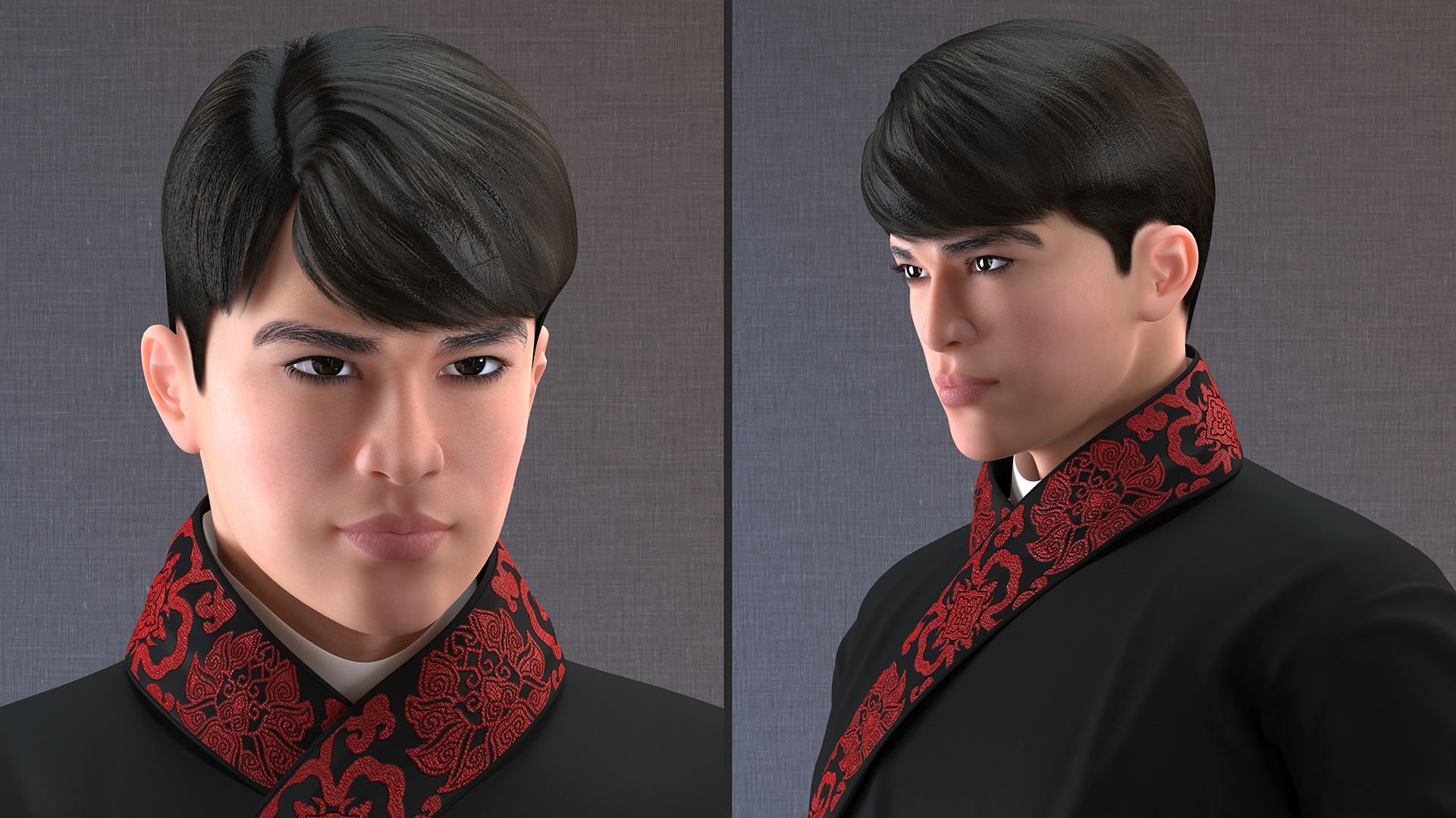 Traditional Chinese Man Rigged for Maya 3D model