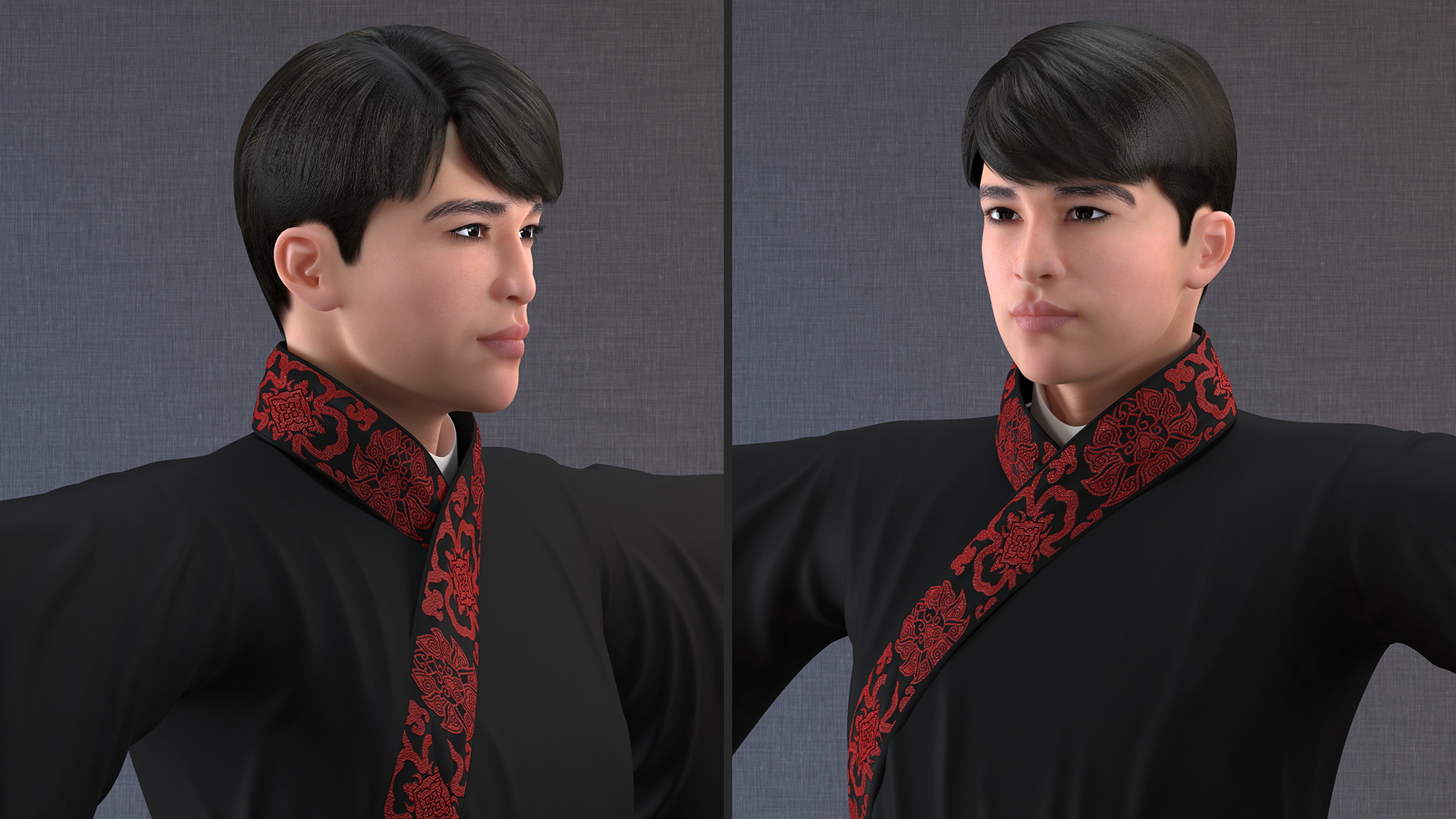 Traditional Chinese Man Rigged for Maya 3D model